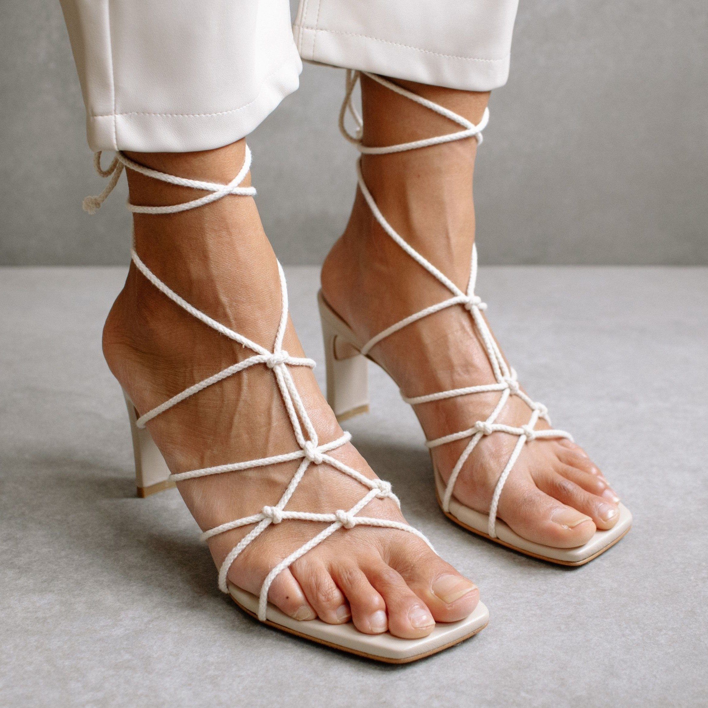 Unique Laced Cream Sandals sold by Alohas product image thumbnail 3