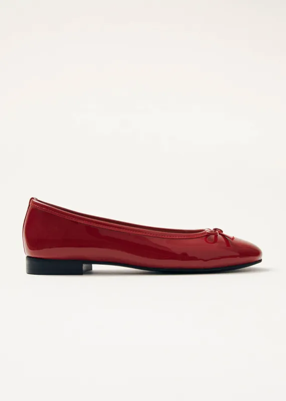 Oriana Onix Red Leather Ballet Flats sold by Alohas