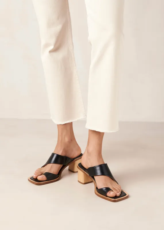 Josie Black Leather Sandals sold by Alohas