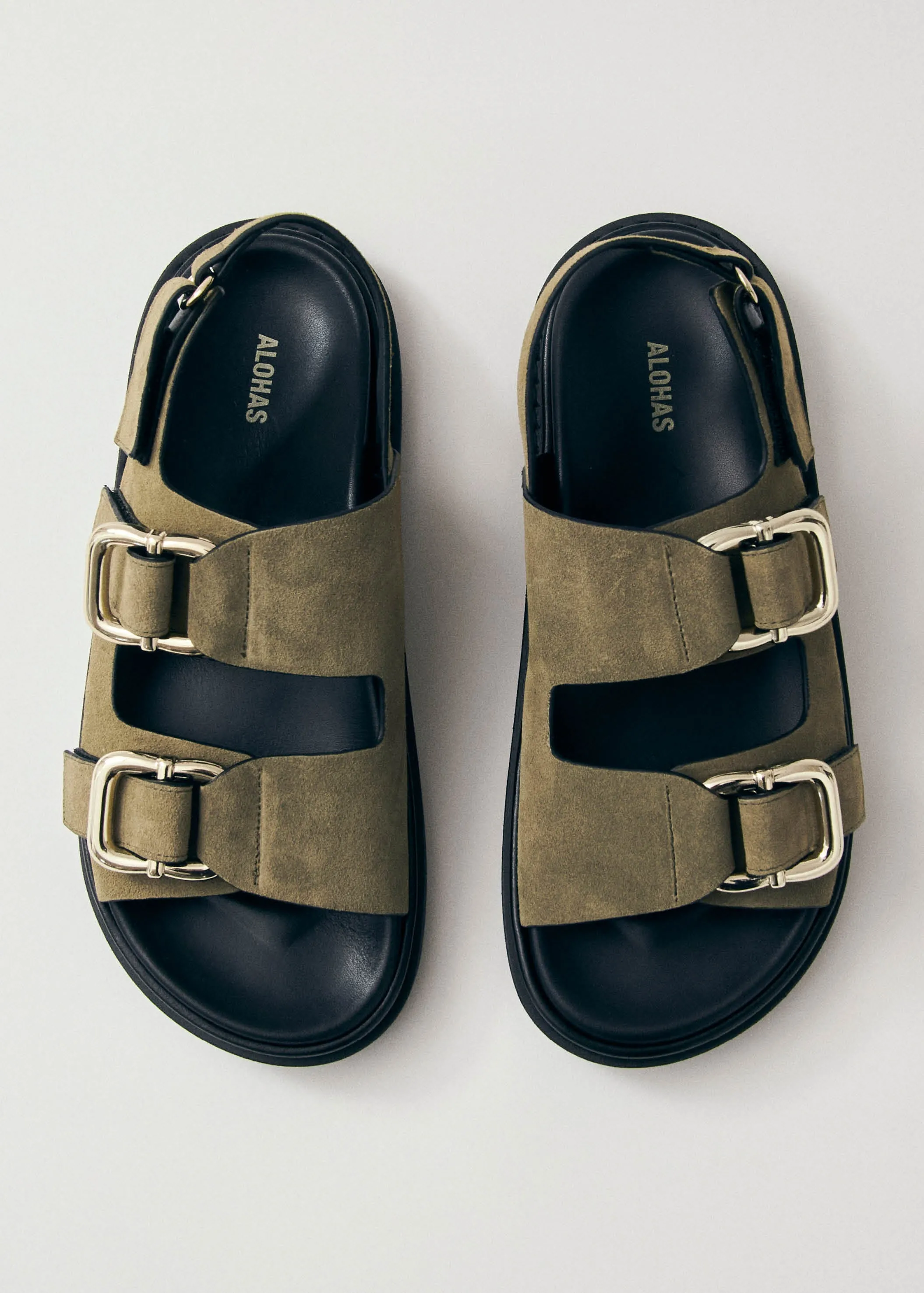 Harper Suede Khaki Leather Sandals sold by Alohas product image thumbnail 4