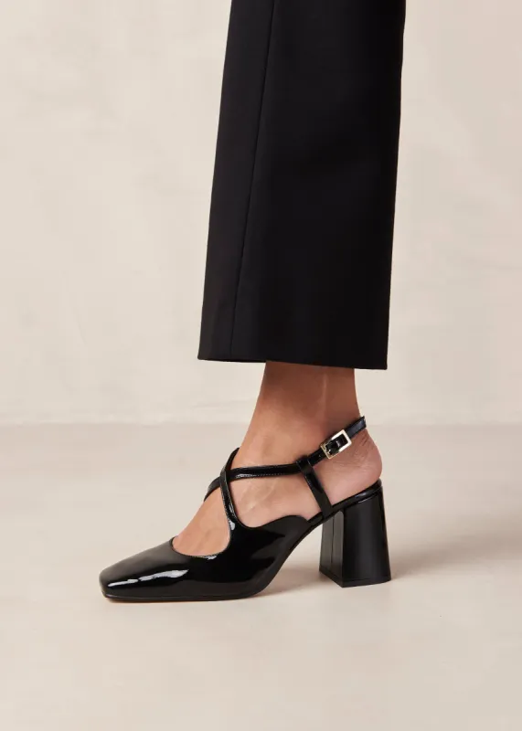 Reggie Onix Black Leather Pumps sold by Alohas