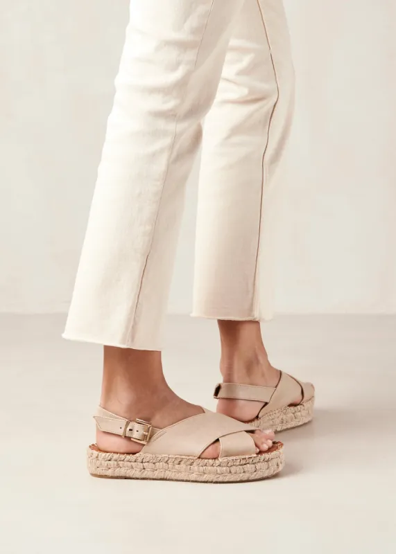 Crossed Corn Cream Vegan Leather Espadrilles sold by Alohas