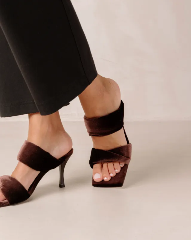 Twist Strap Velvet Coffee Brown Sandals sold by Alohas