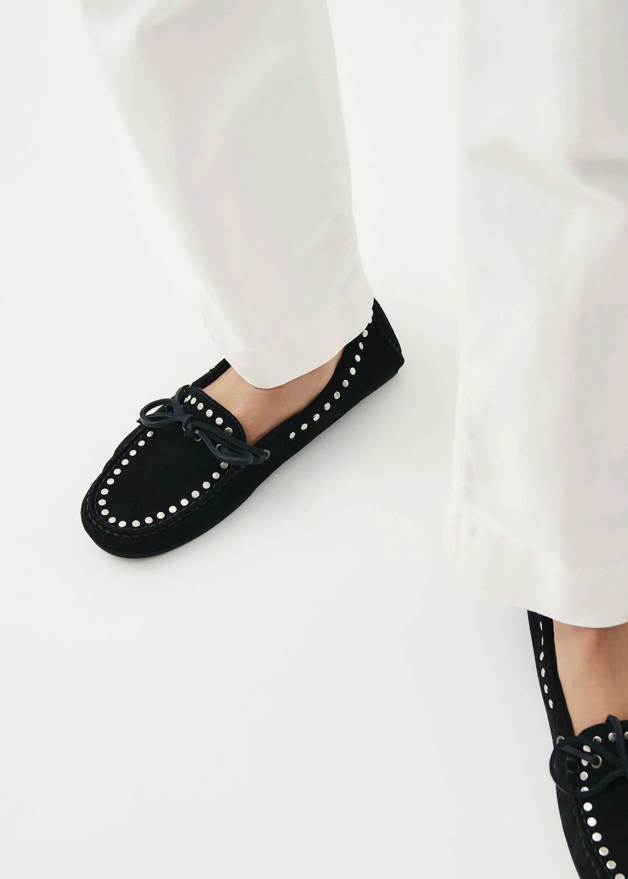 Calla Suede Studs Black Leather Loafers sold by Alohas product image thumbnail 2