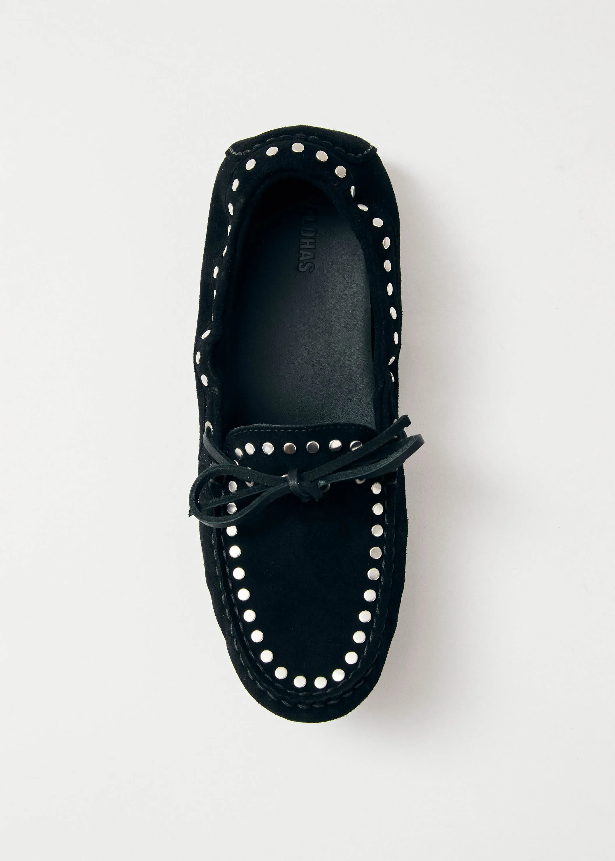 Calla Suede Studs Black Leather Loafers sold by Alohas product image thumbnail 5