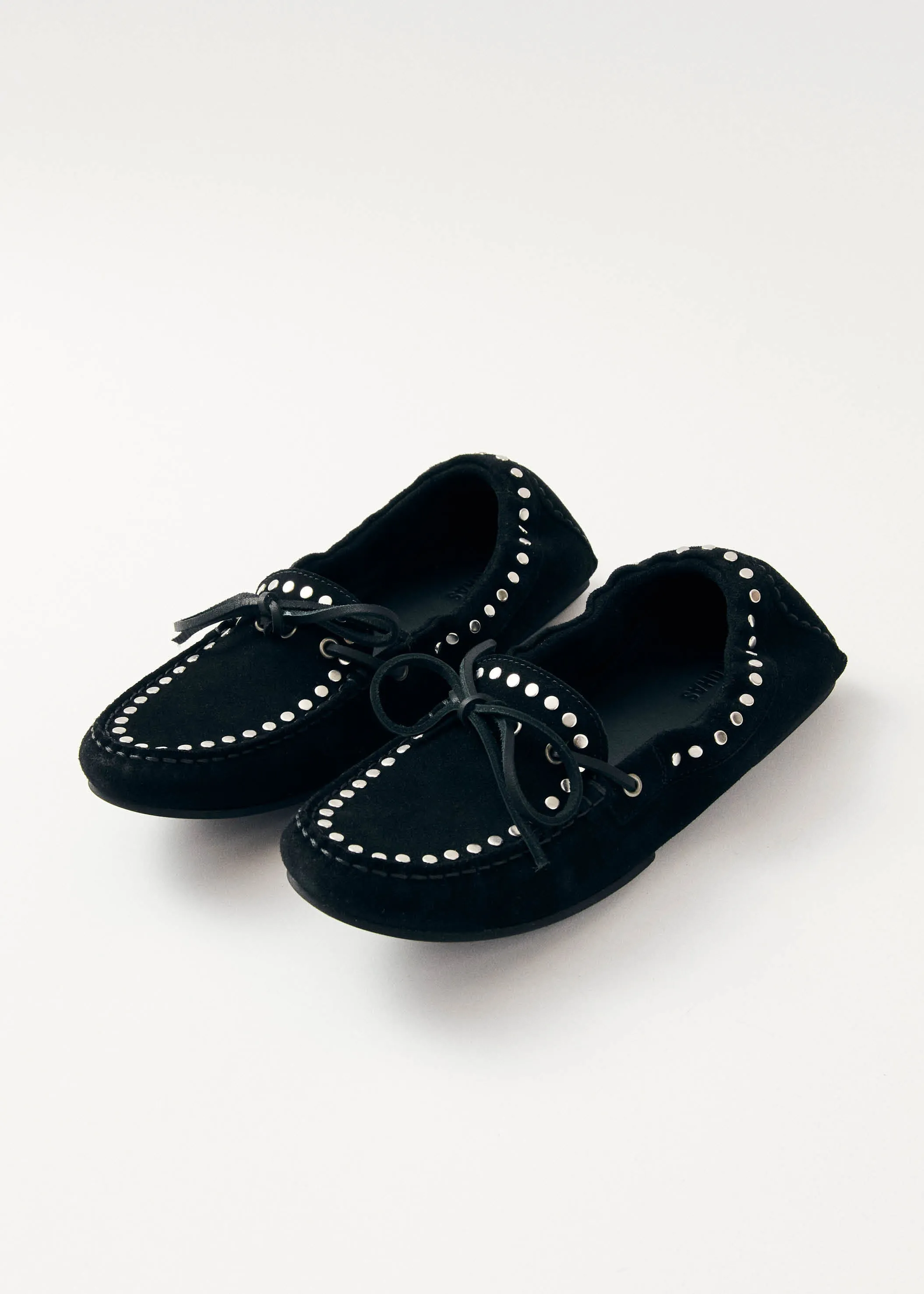 Calla Suede Studs Black Leather Loafers sold by Alohas product image thumbnail 4