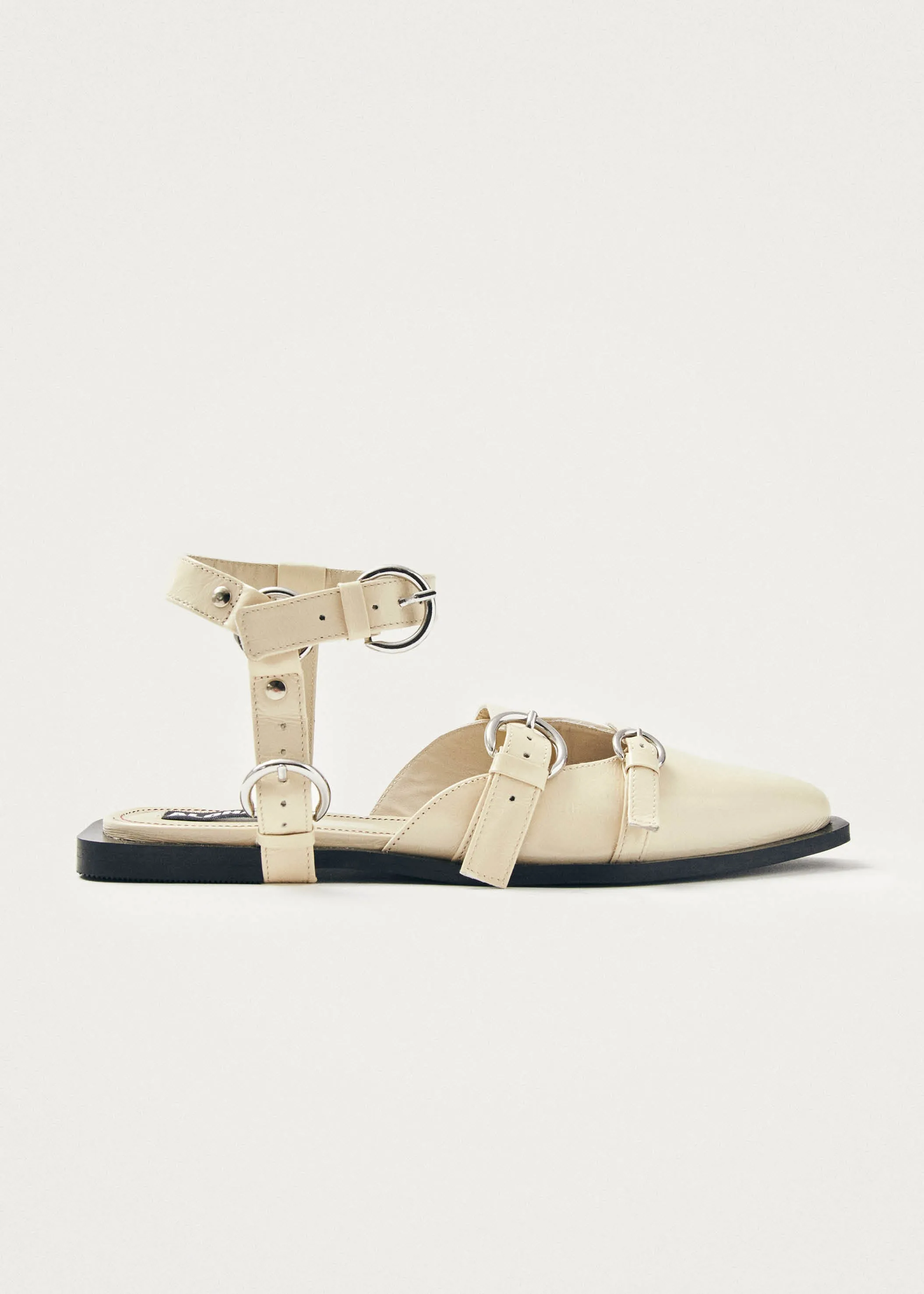Thalara Onix Cream Leather Ballet Flats sold by Alohas