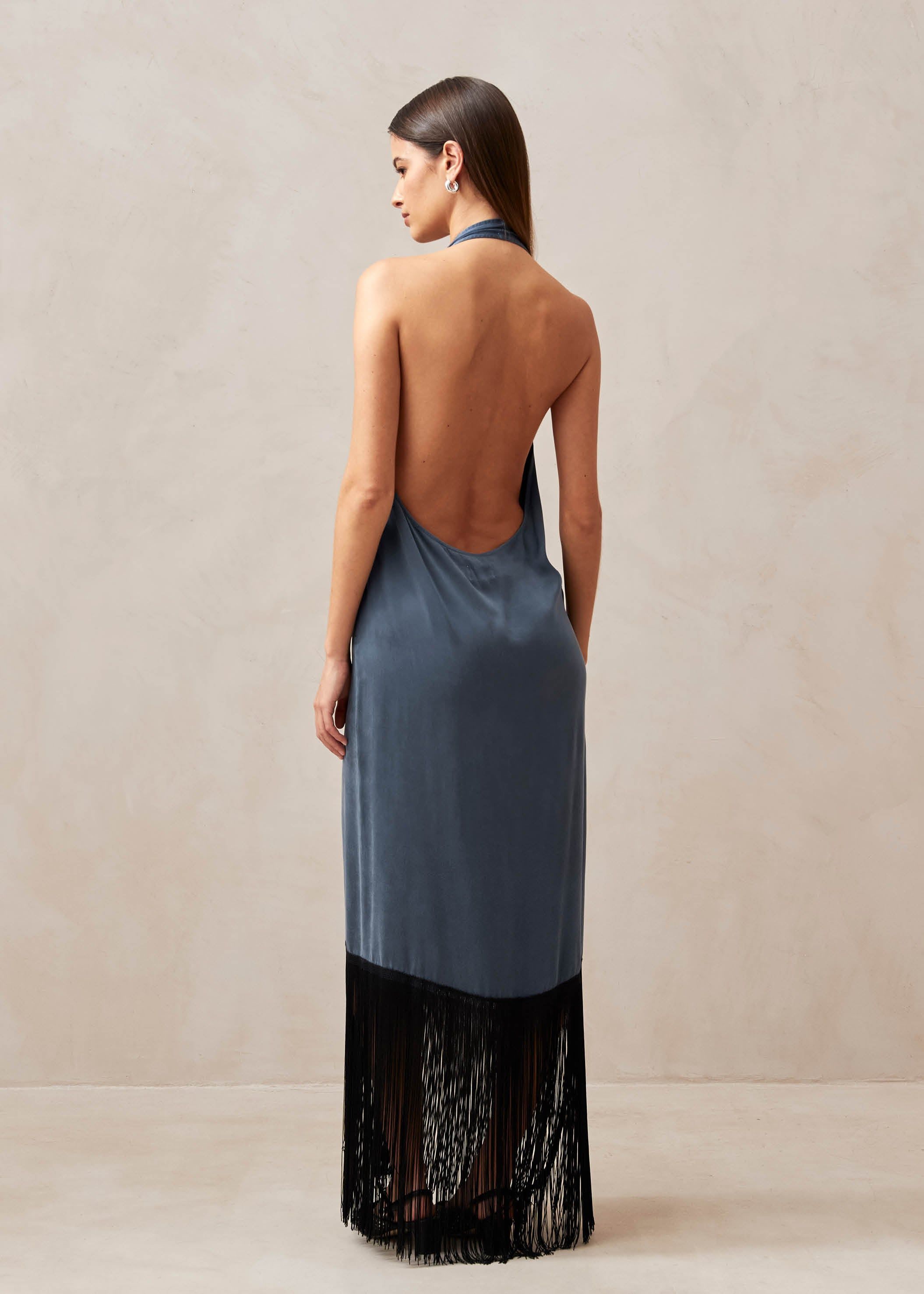 Fleck Blue Gray Midi Dress sold by Alohas product image thumbnail 4