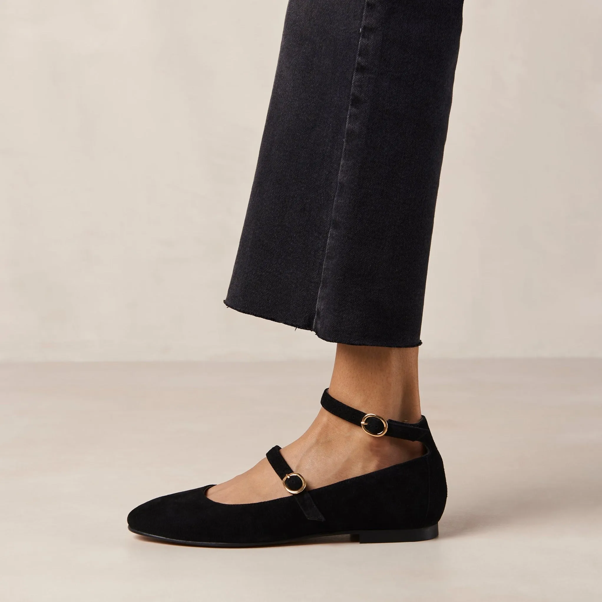 Evelyn Suede Black Leather Ballet Flats sold by Alohas product image thumbnail 3