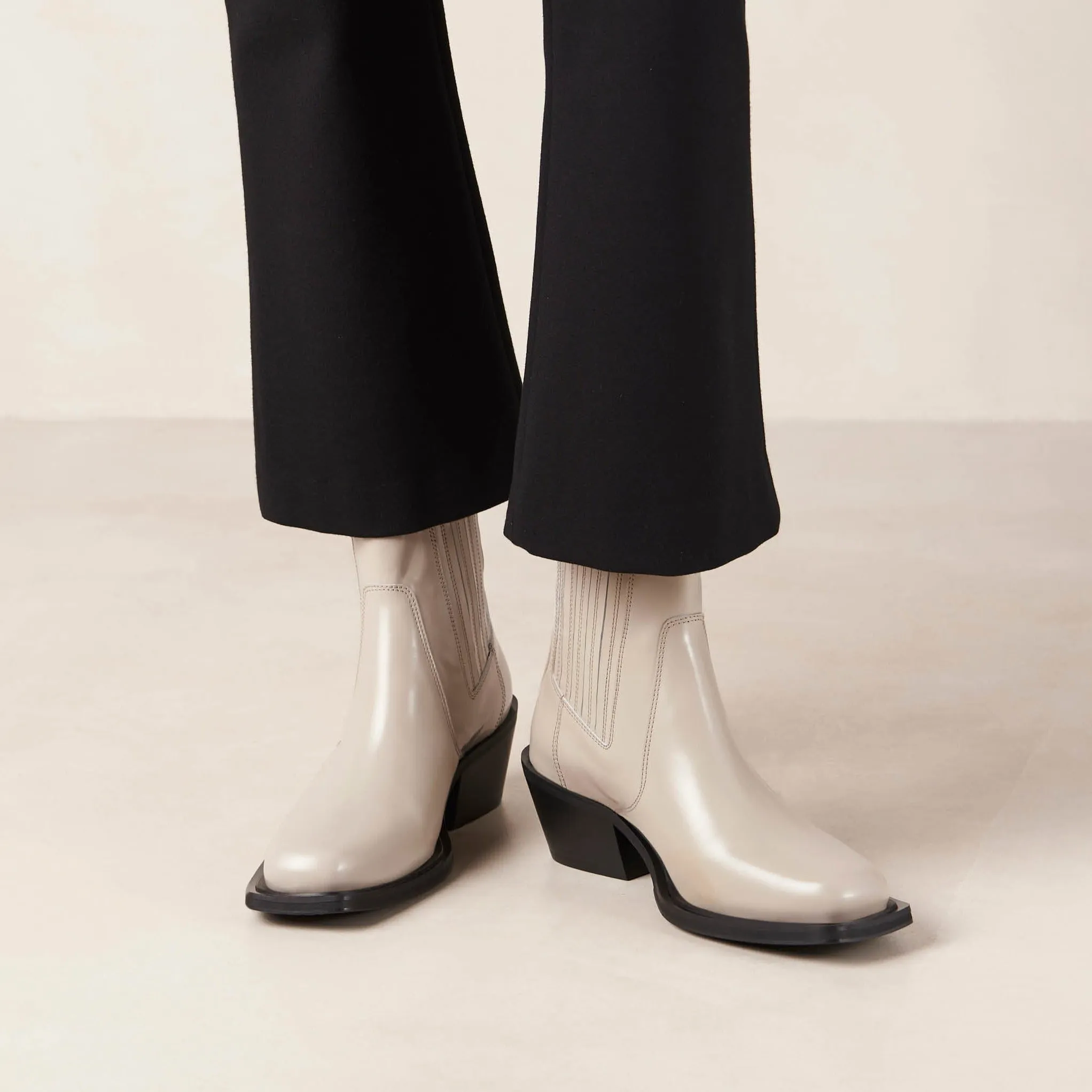 Denver Cream Leather Ankle Boots sold by Alohas product image thumbnail 3