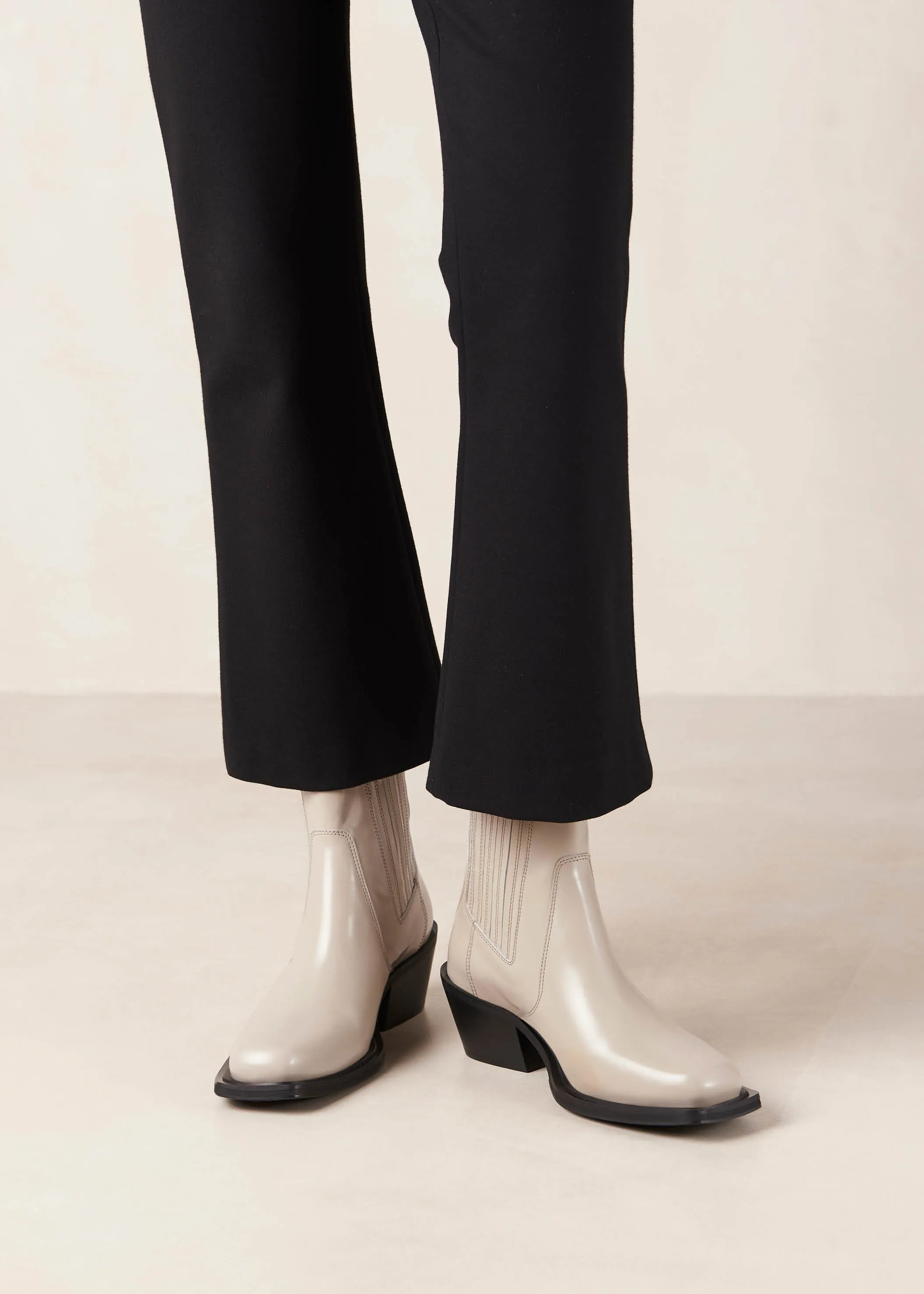 Denver Cream Leather Ankle Boots sold by Alohas