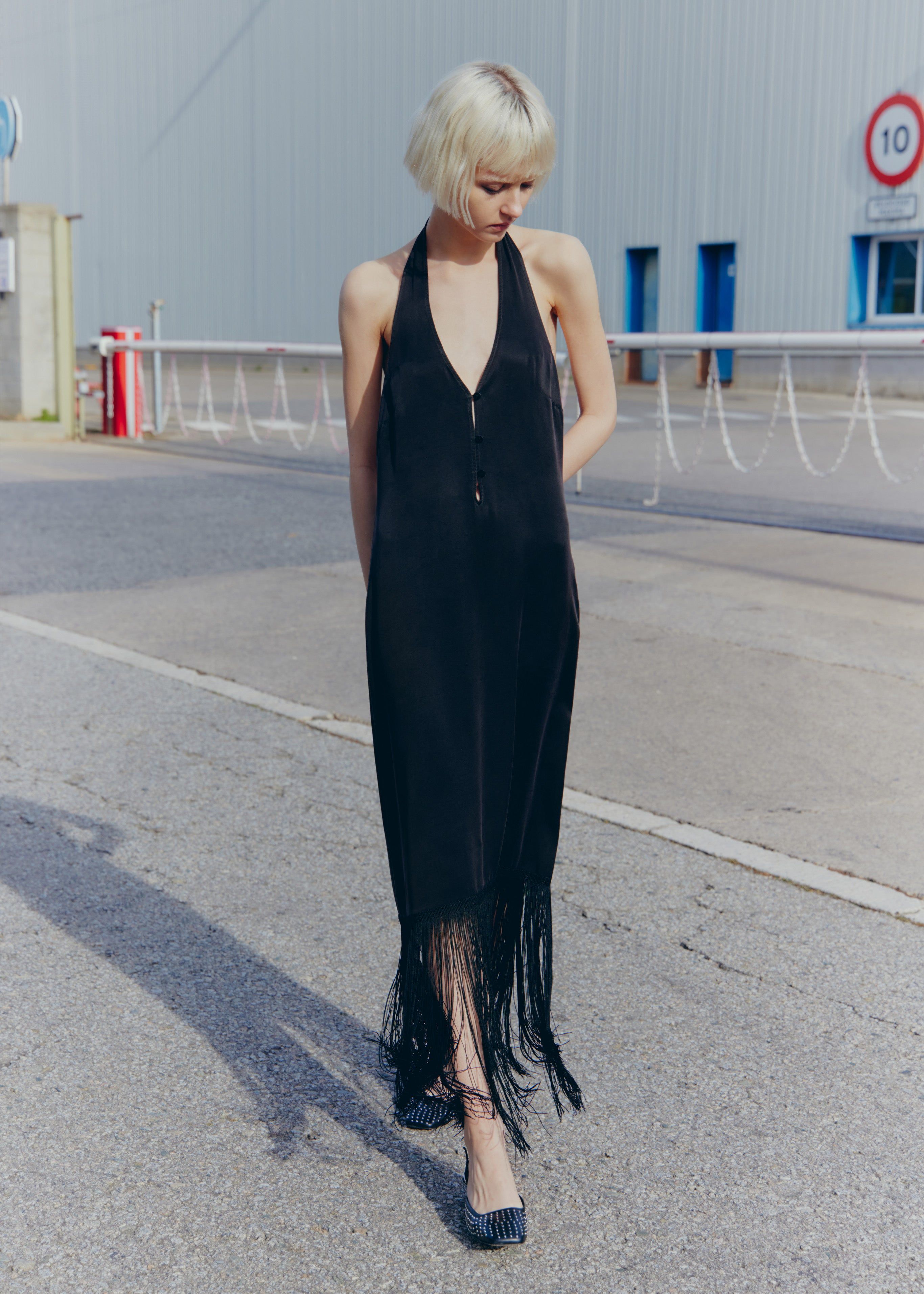 Fleck Black Midi Dress sold by Alohas