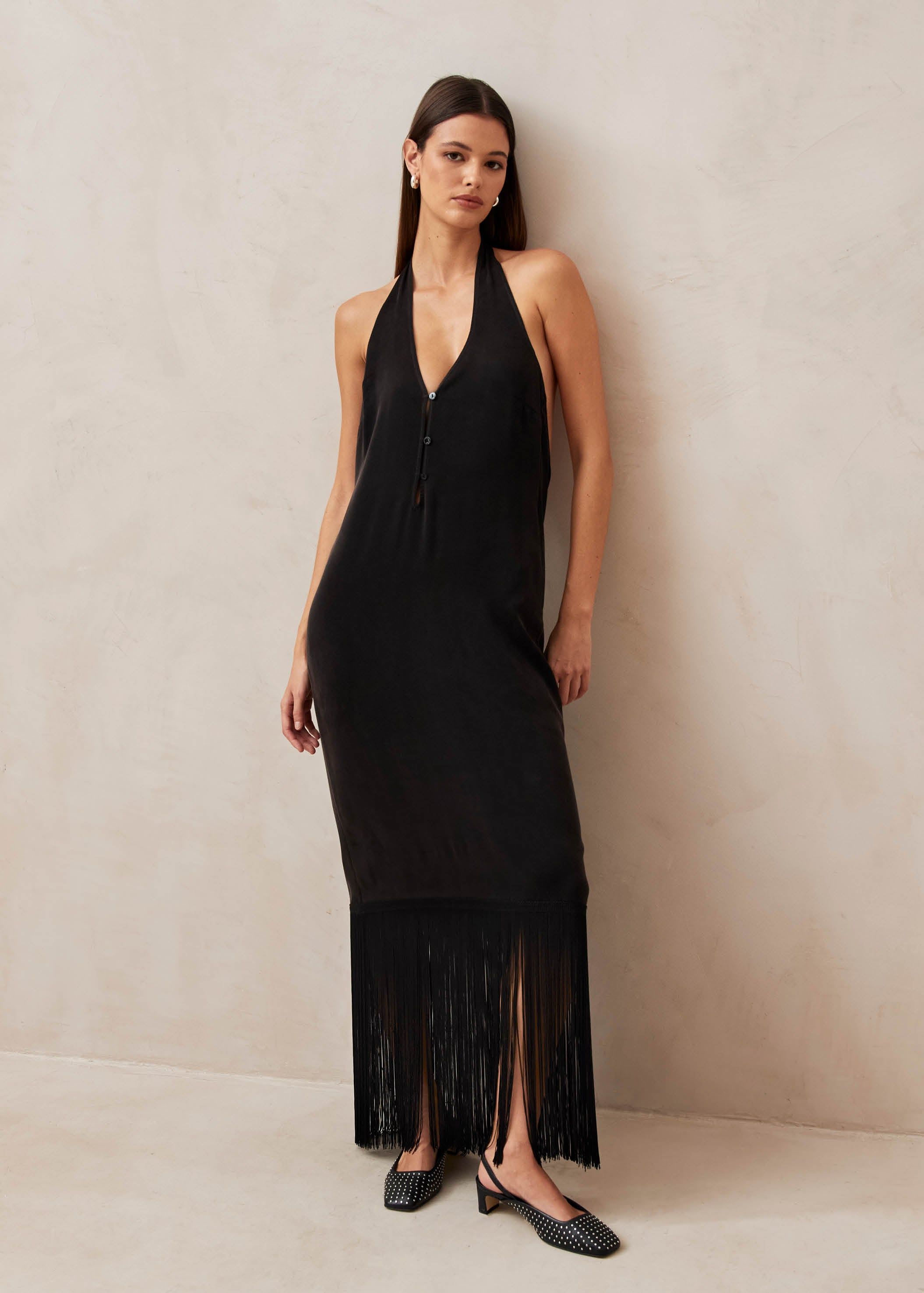 Fleck Black Midi Dress sold by Alohas product image thumbnail 4