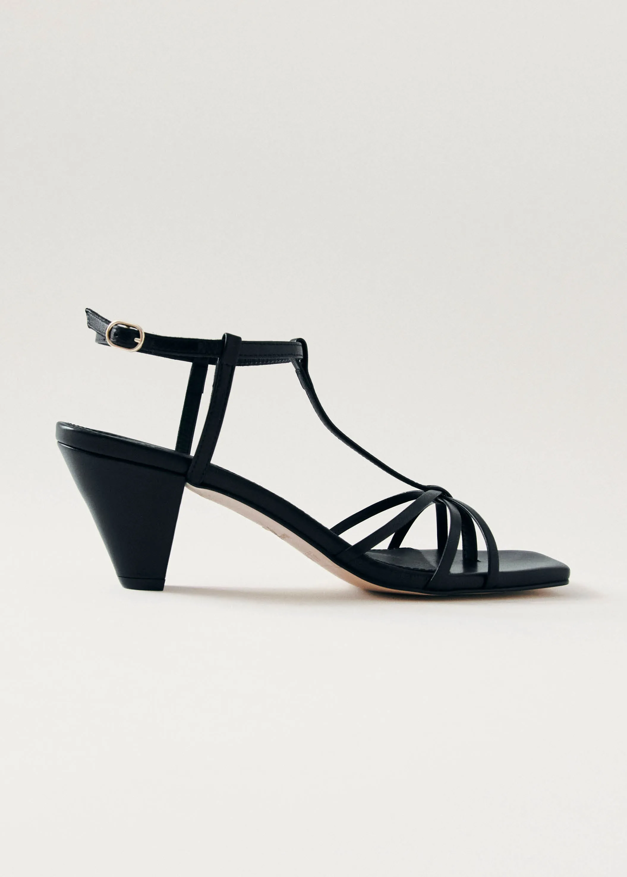 Ines Black Leather Sandals sold by Alohas