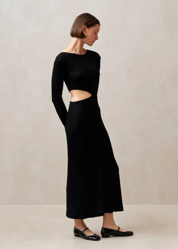 Belle Black Maxi Dress sold by Alohas