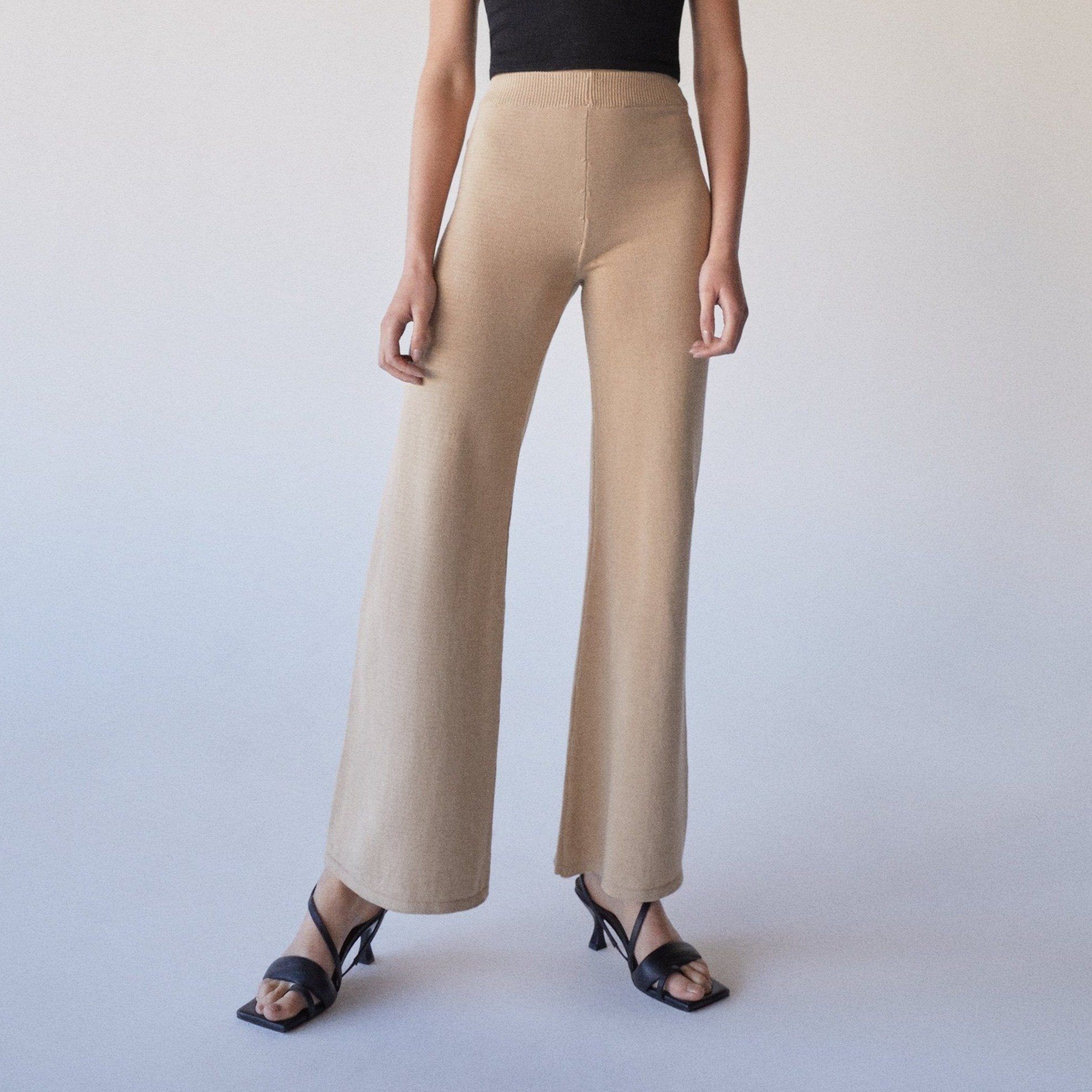 Easy Wide Knit Pants Toasted Almond sold by Alohas product image thumbnail 3