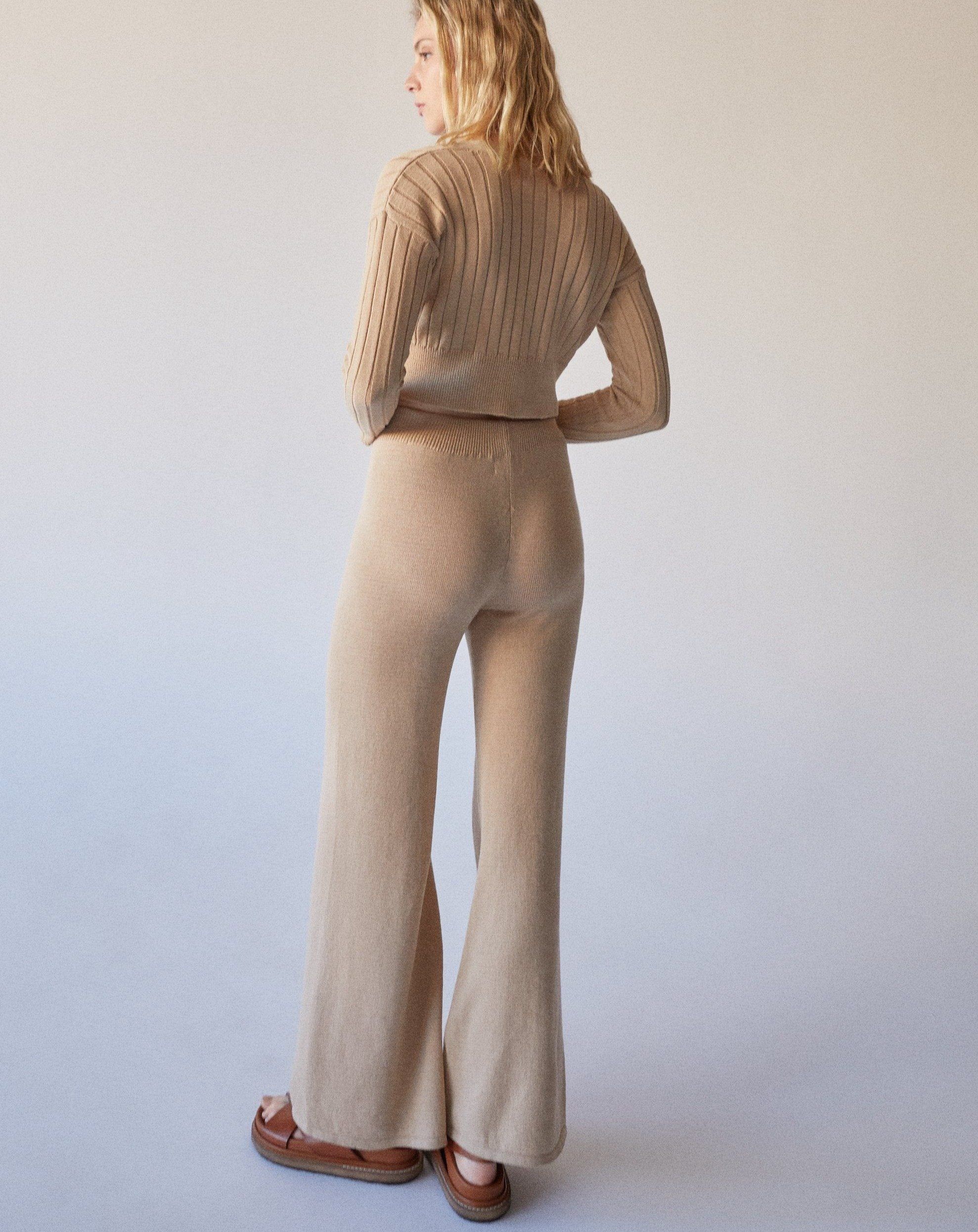 Easy Wide Knit Pants Toasted Almond sold by Alohas product image thumbnail 4