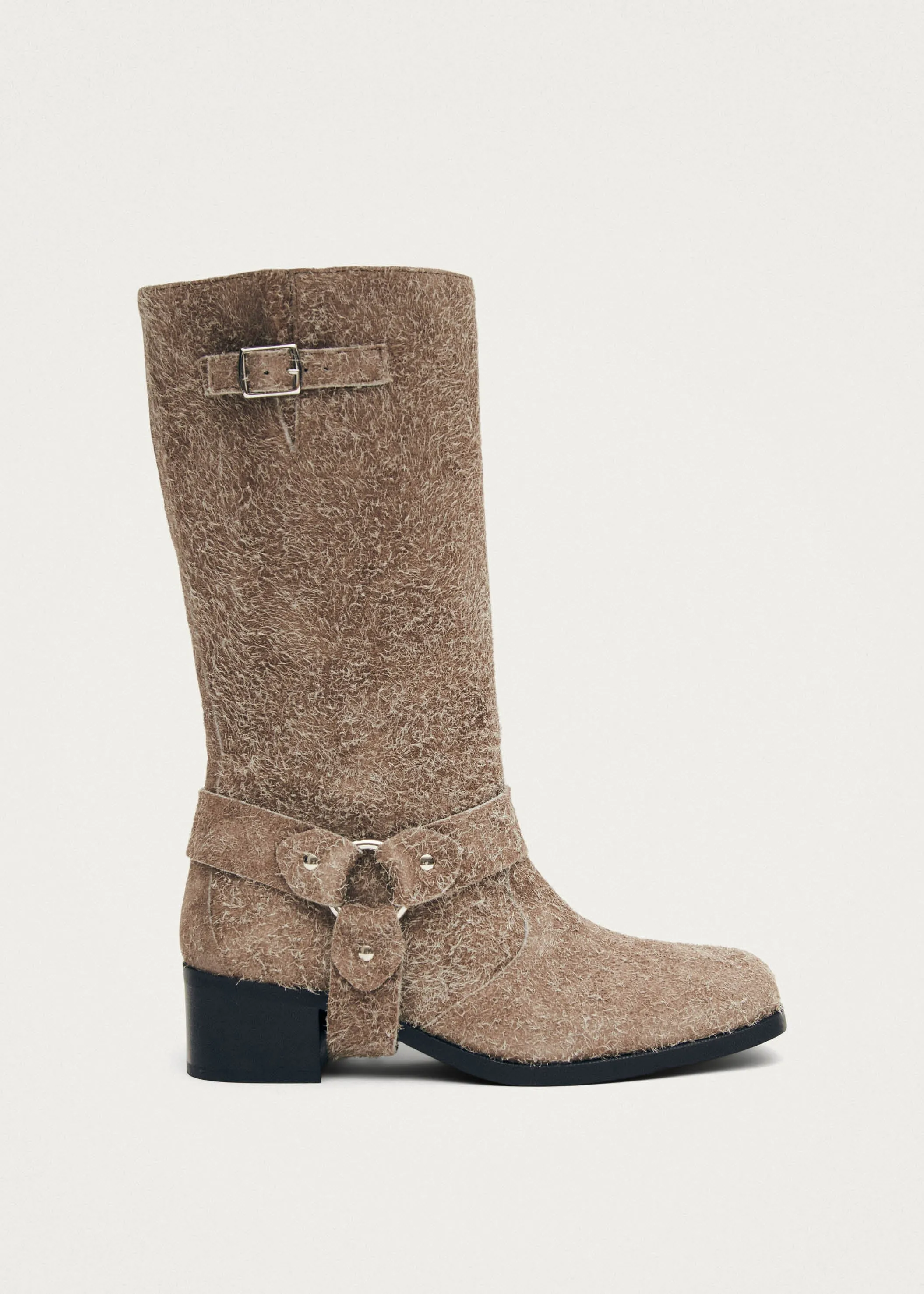 Rocky Suede Fuzzy Beige Leather Boots sold by Alohas