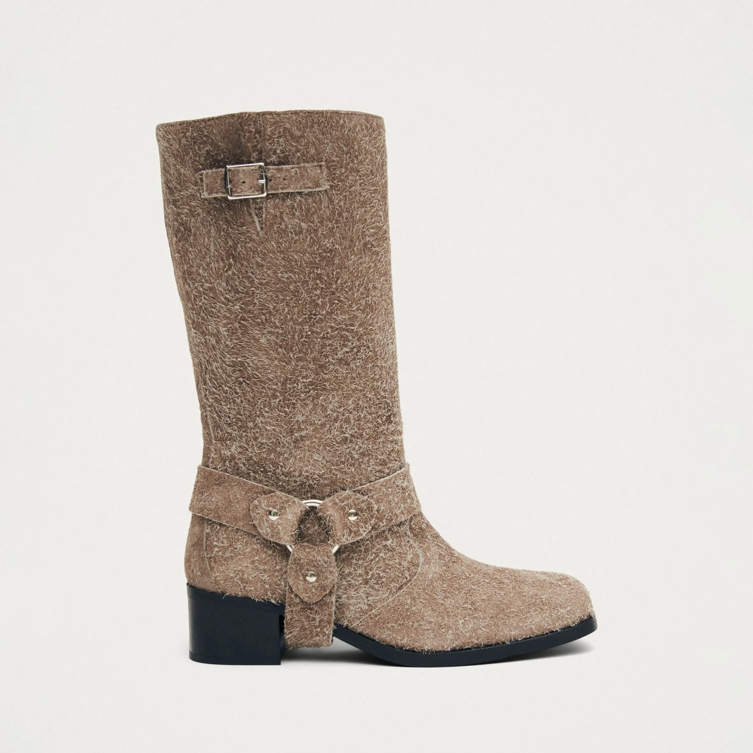 Rocky Suede Fuzzy Beige Leather Boots sold by Alohas product image thumbnail 3