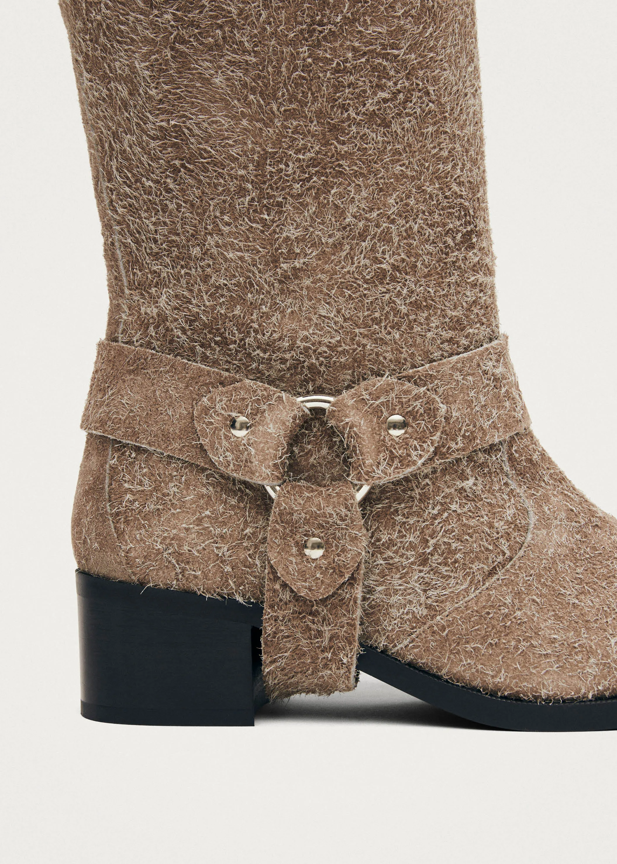 Rocky Suede Fuzzy Beige Leather Boots sold by Alohas product image thumbnail 5