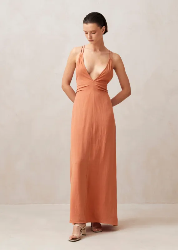 Mia Orange Maxi Dress sold by Alohas