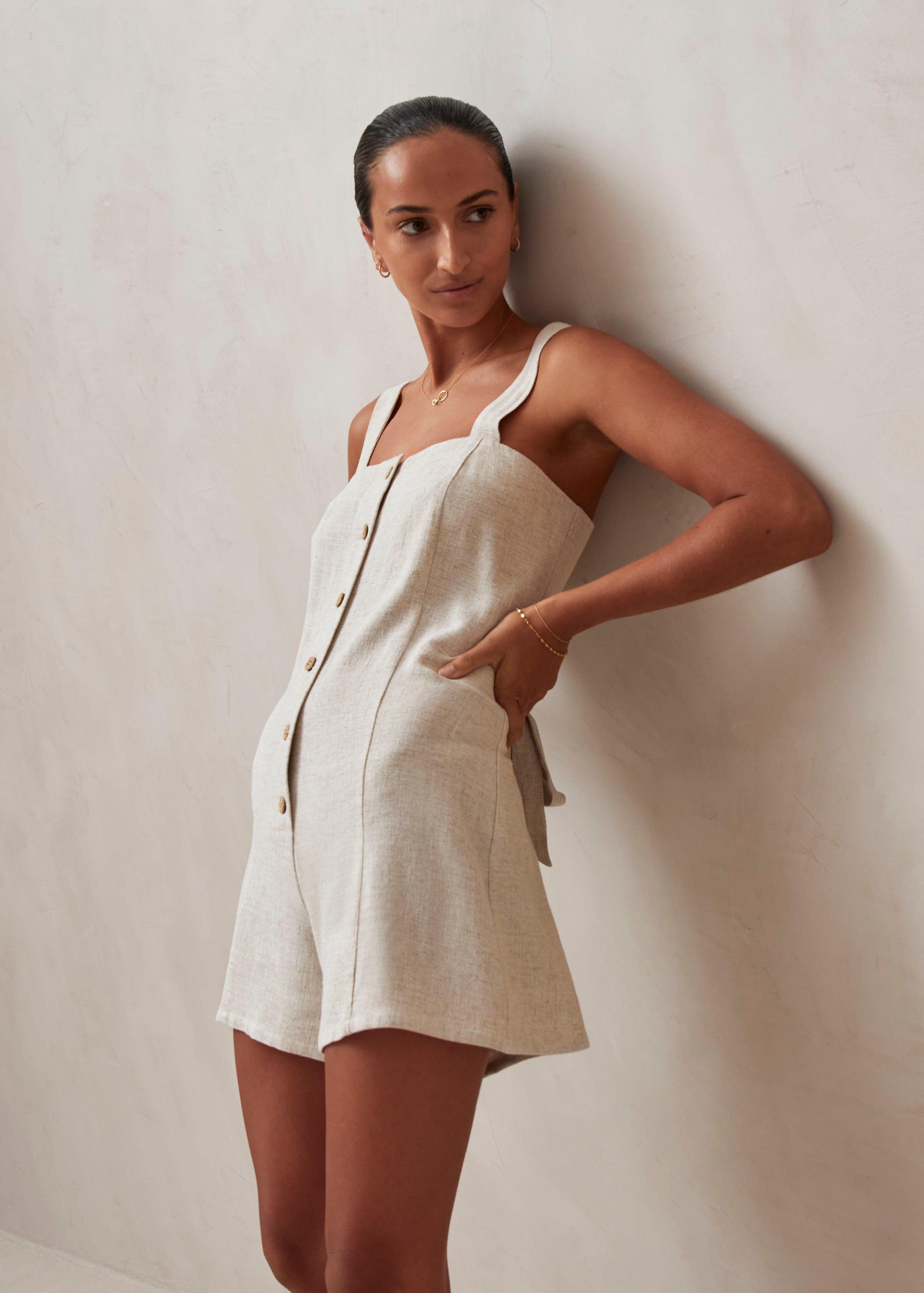 Moira Natural Linen Romper sold by Alohas product image thumbnail 2