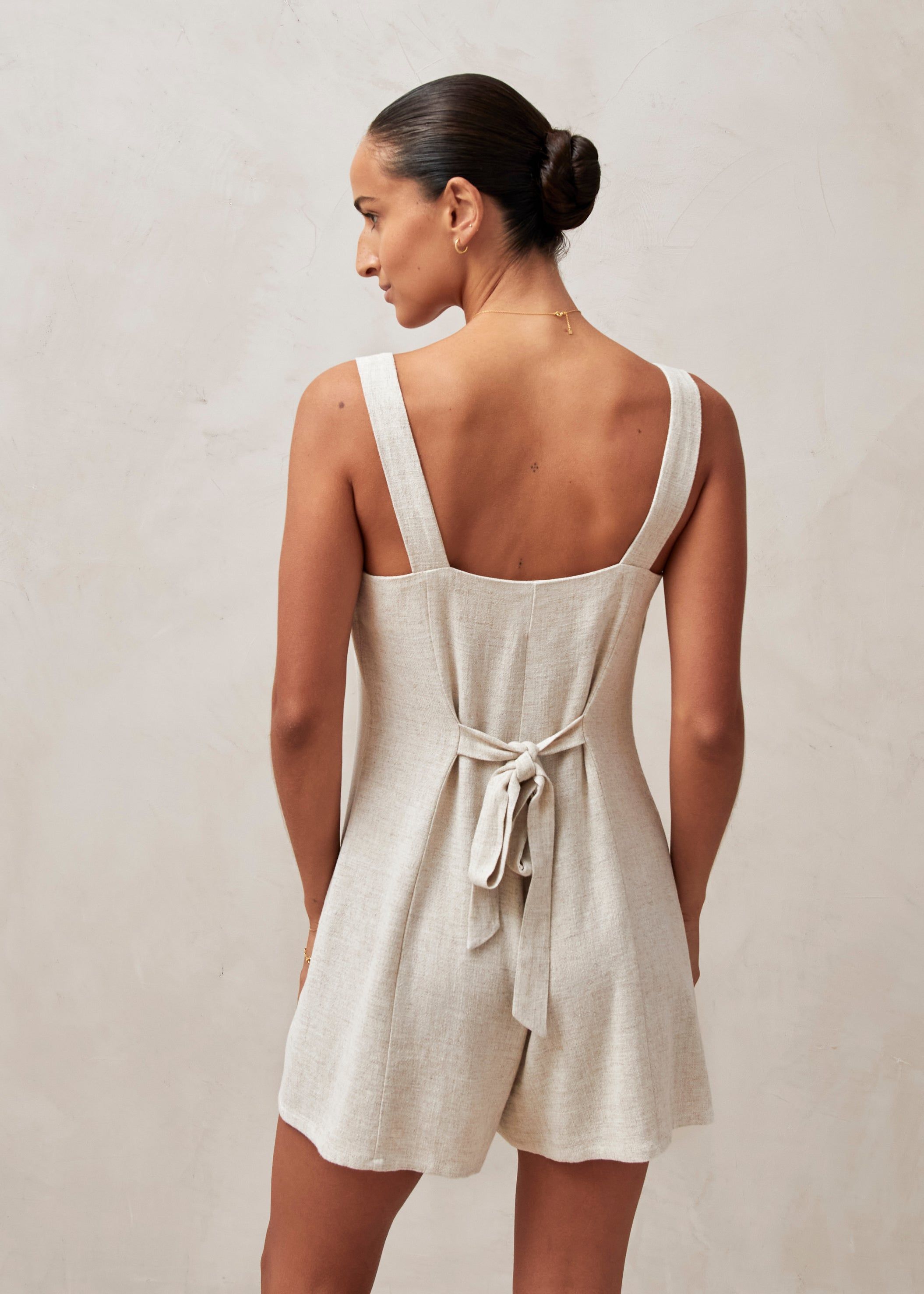 Moira Natural Linen Romper sold by Alohas product image thumbnail 4
