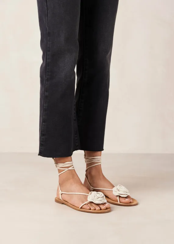 Jakara Cream Leather Sandals sold by Alohas