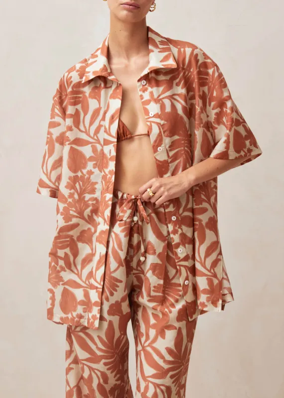 Belize Floral Orange Shirt sold by Alohas