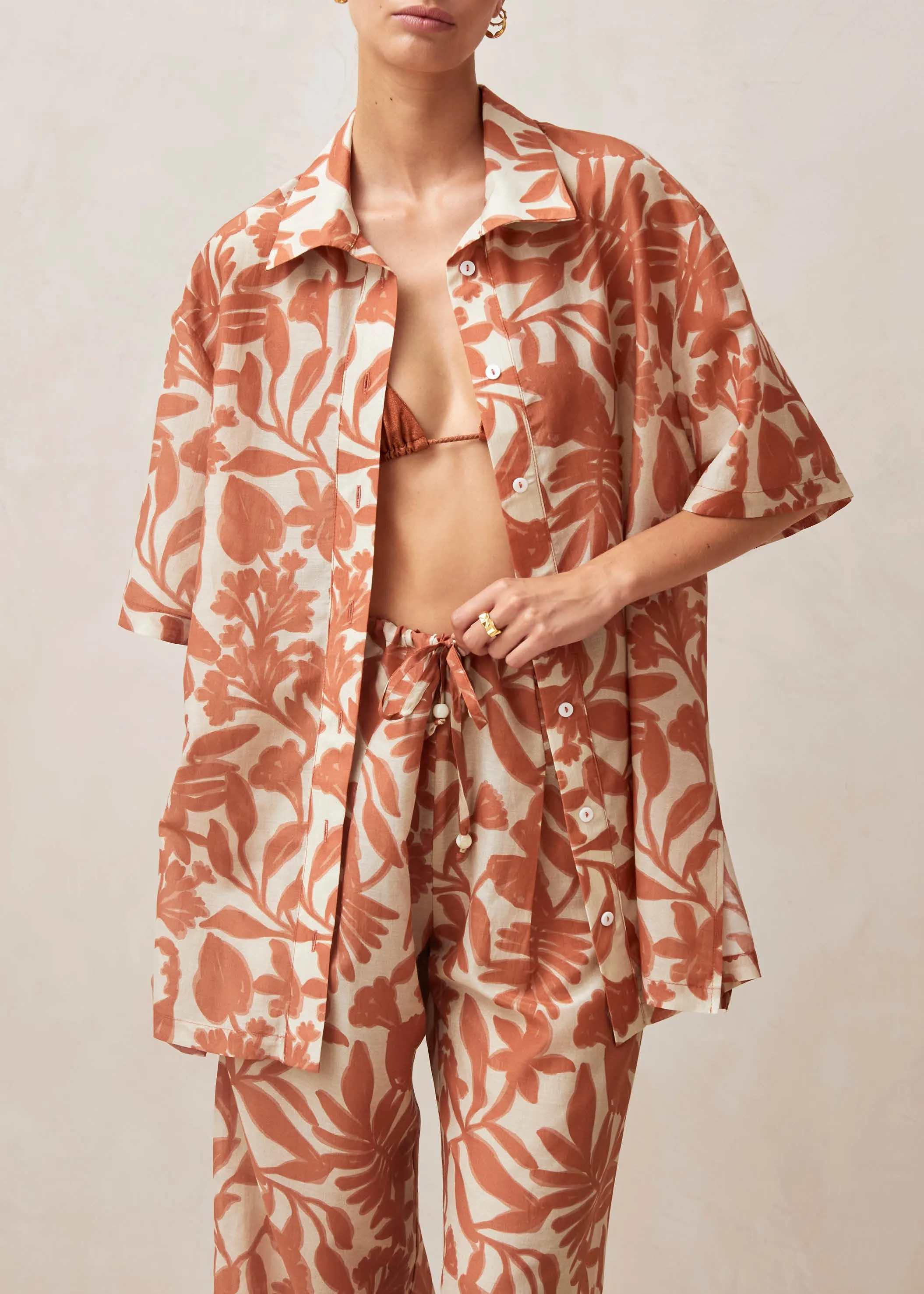 Belize Floral Orange Shirt sold by Alohas