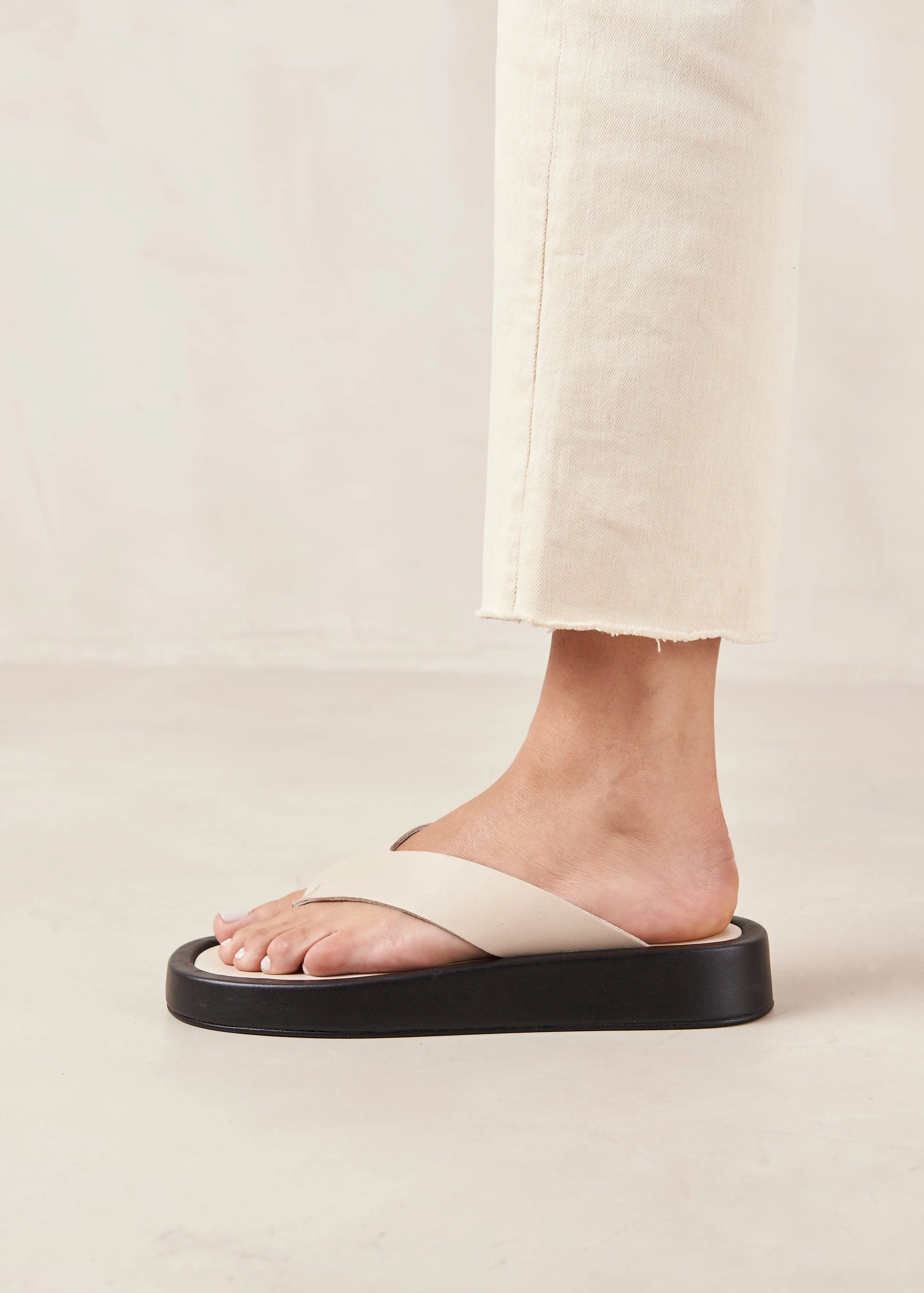 Overcast Cream Leather Sandals sold by Alohas product image thumbnail 5