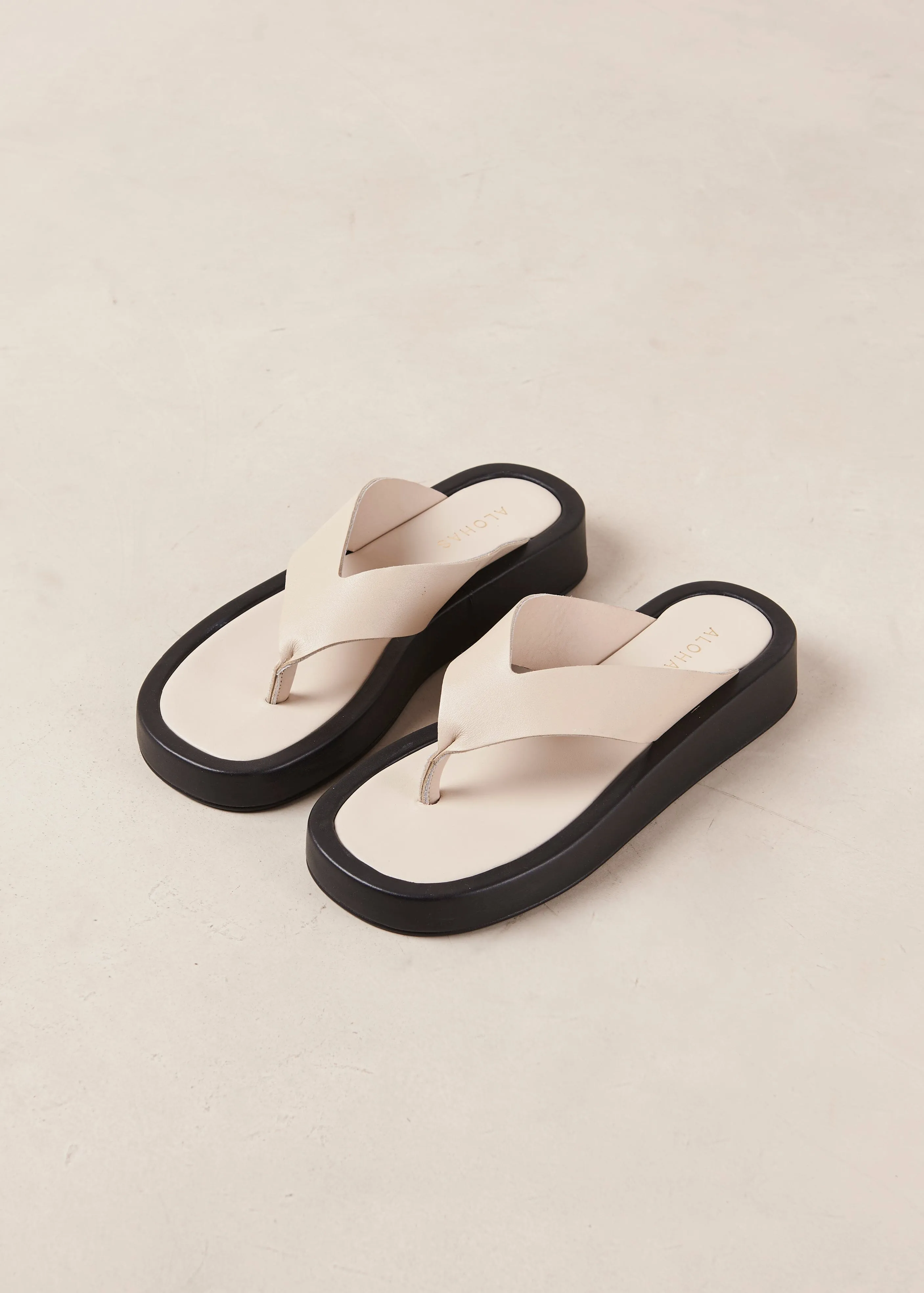 Overcast Cream Leather Sandals sold by Alohas product image thumbnail 2