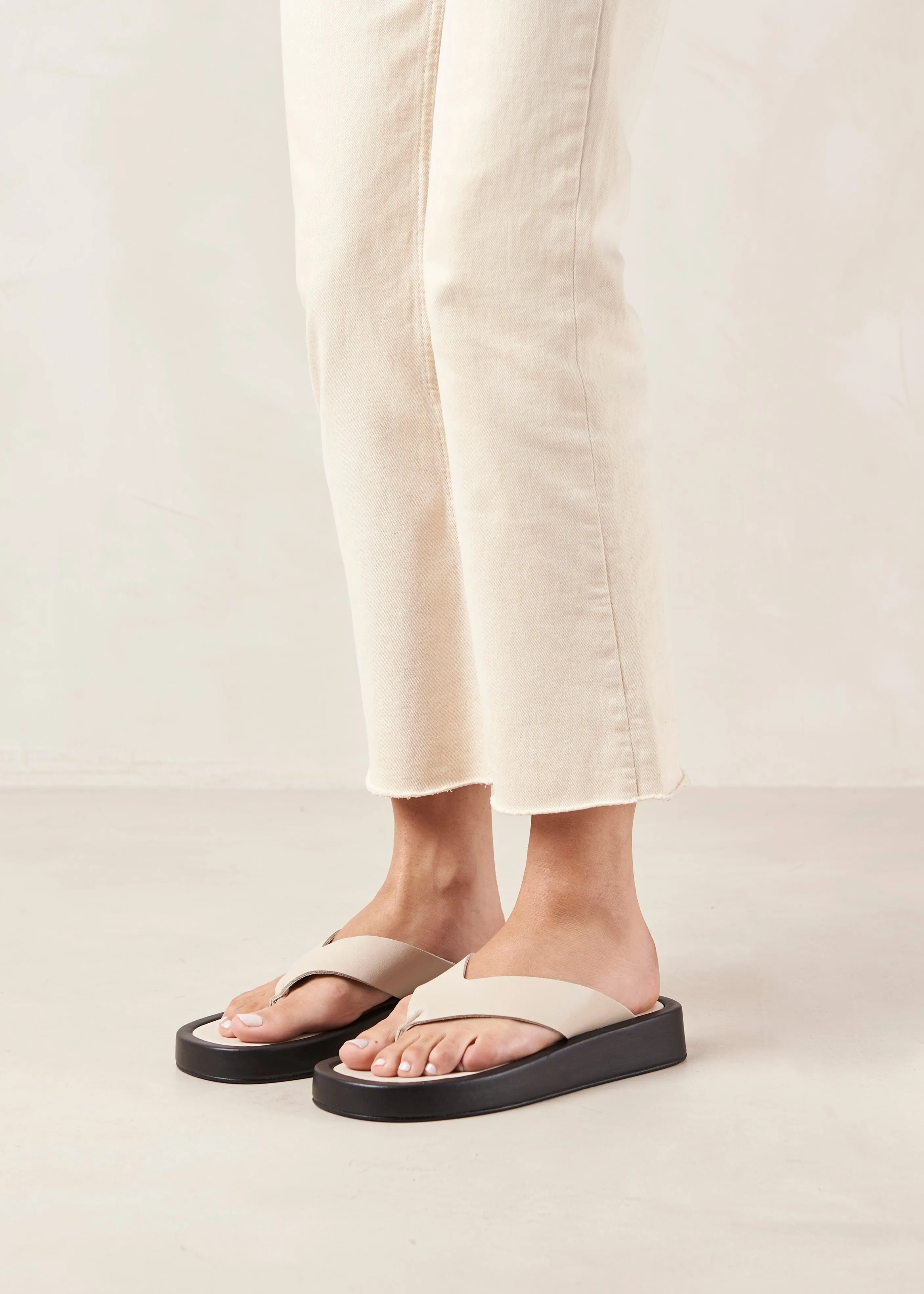 Overcast Cream Leather Sandals sold by Alohas