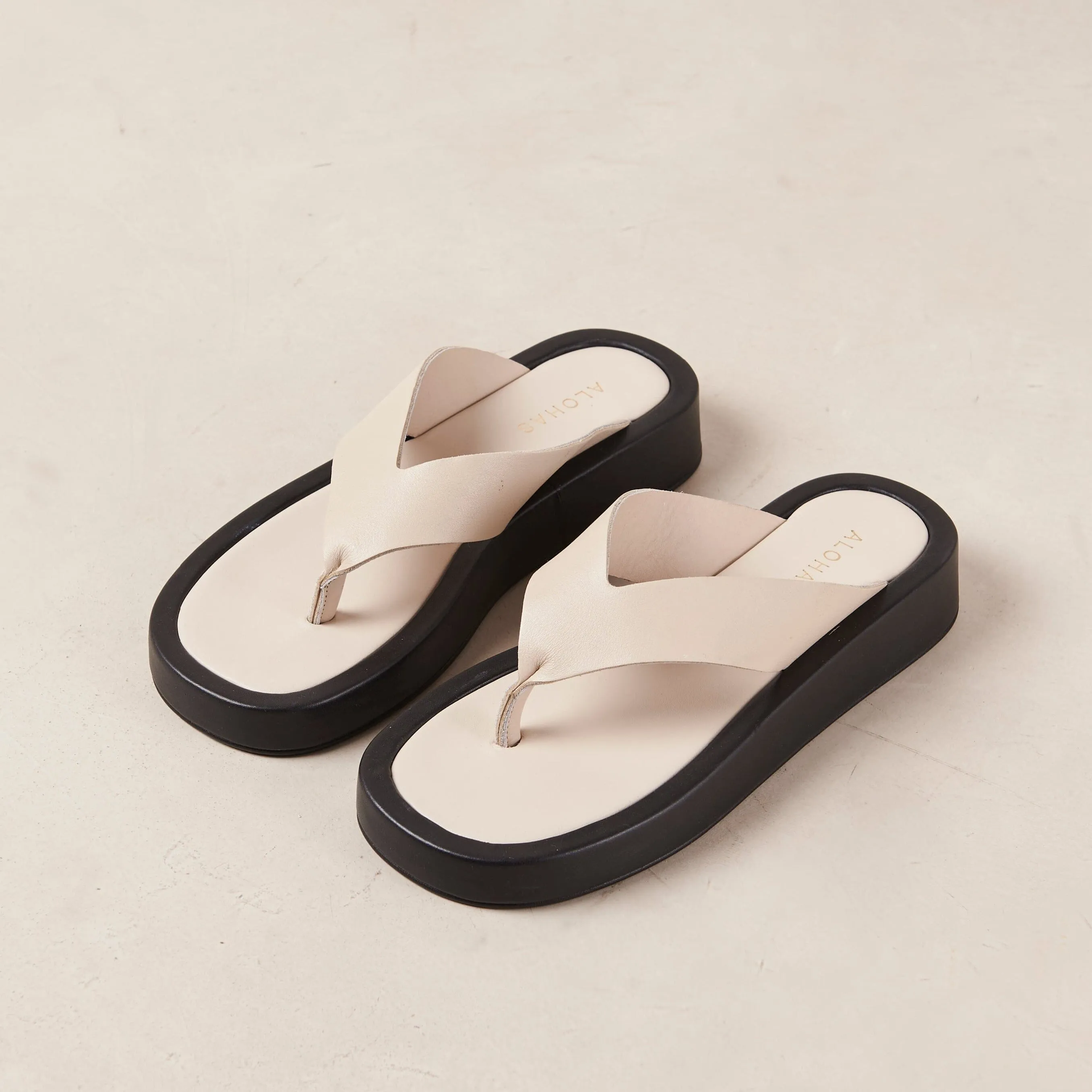 Overcast Cream Leather Sandals sold by Alohas product image thumbnail 3