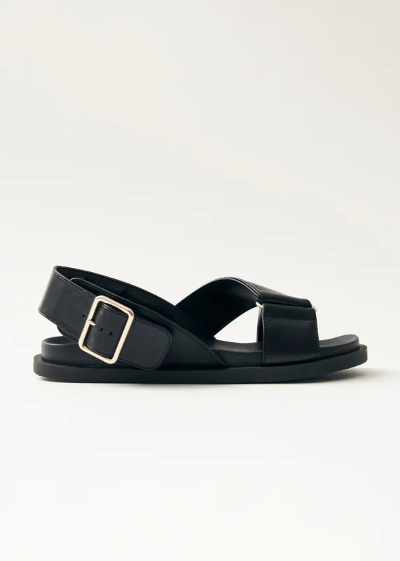 Rhys Black Vegan Leather Sandals made by Alohas