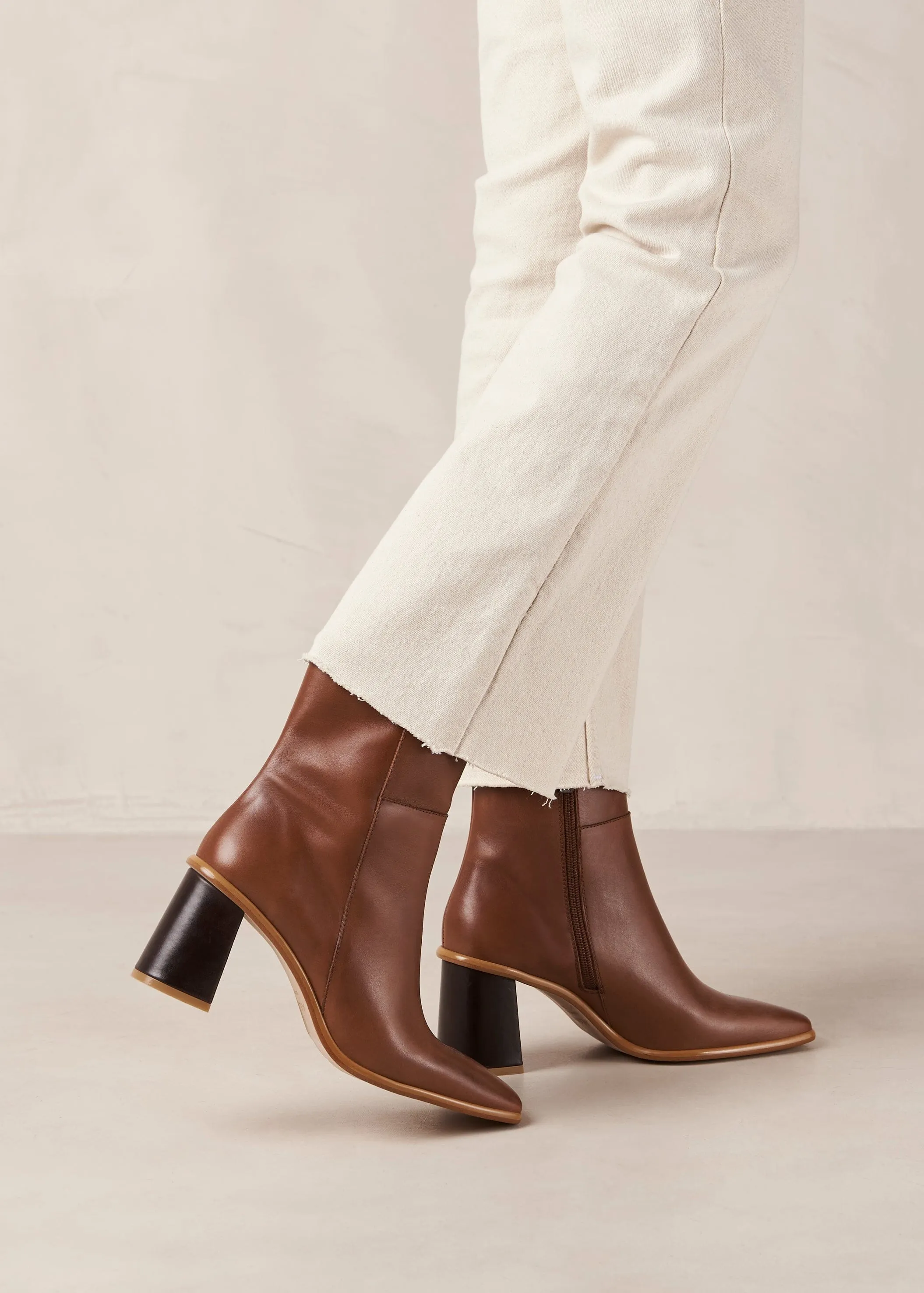 West Camel Leather Ankle Boots sold by Alohas product image thumbnail 5