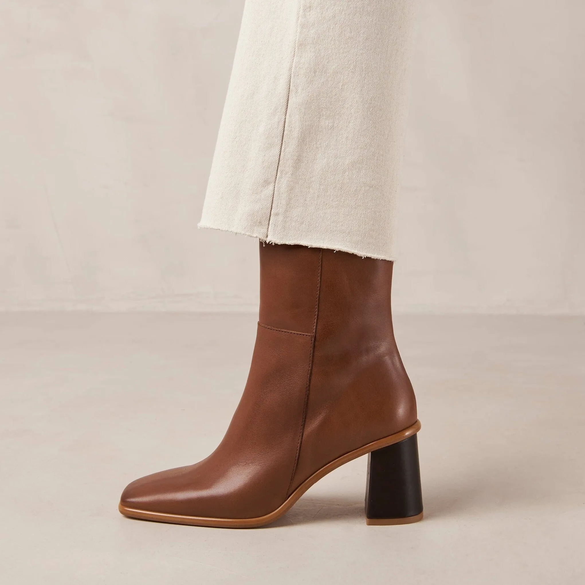 West Camel Leather Ankle Boots sold by Alohas product image thumbnail 3