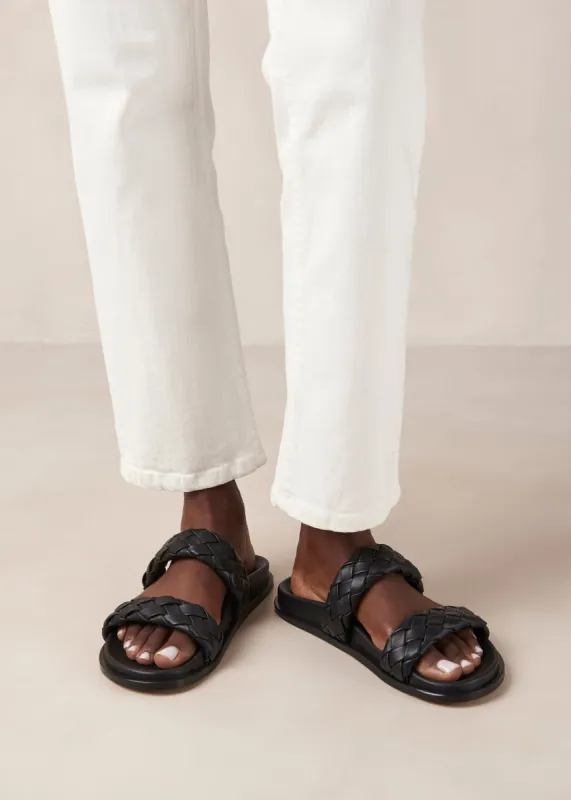 Calypso Braided Black Leather Sandals sold by Alohas