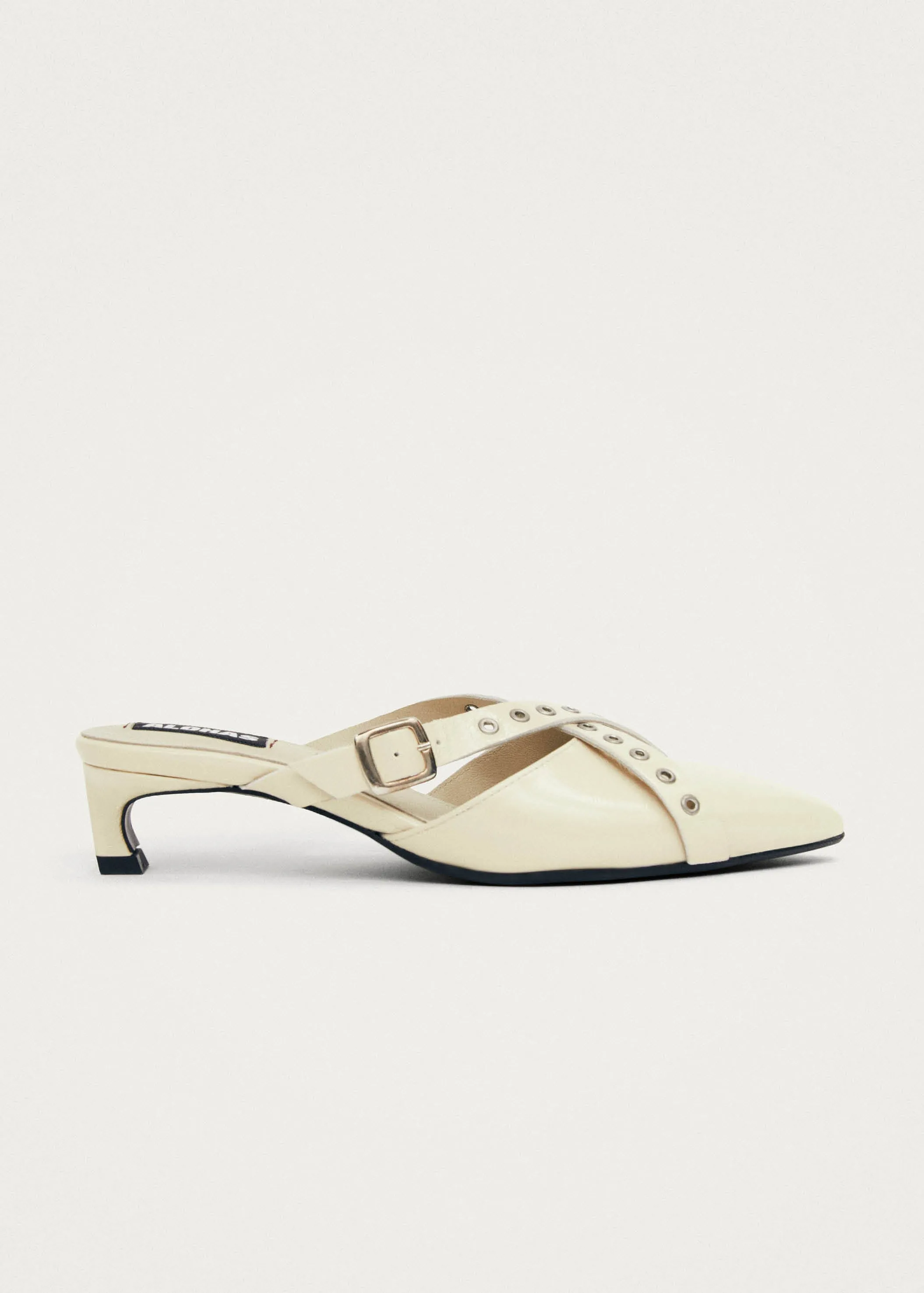 Zyra Onix Cream Leather Mules sold by Alohas