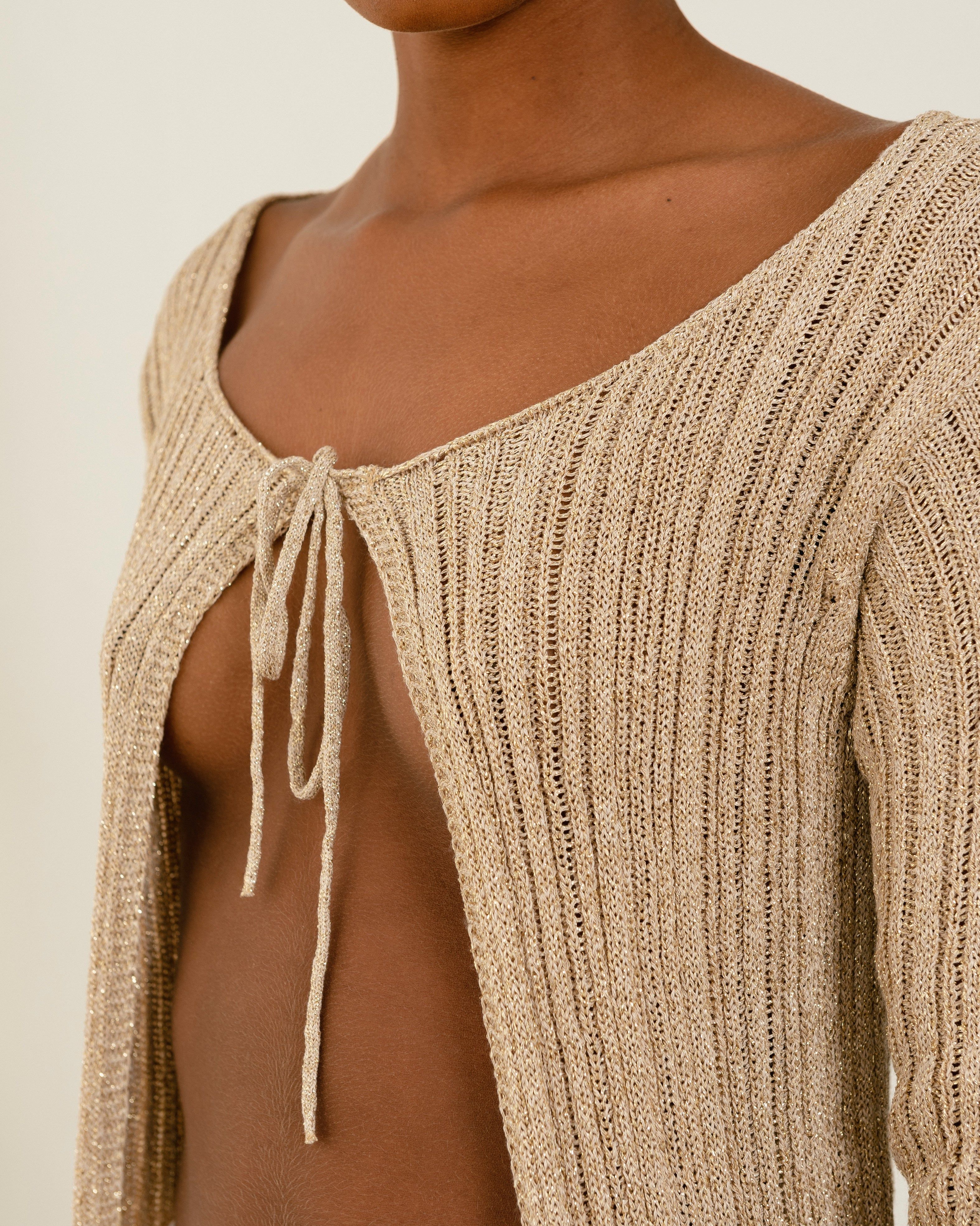 Witty Cream Tricot Cardigan sold by Alohas