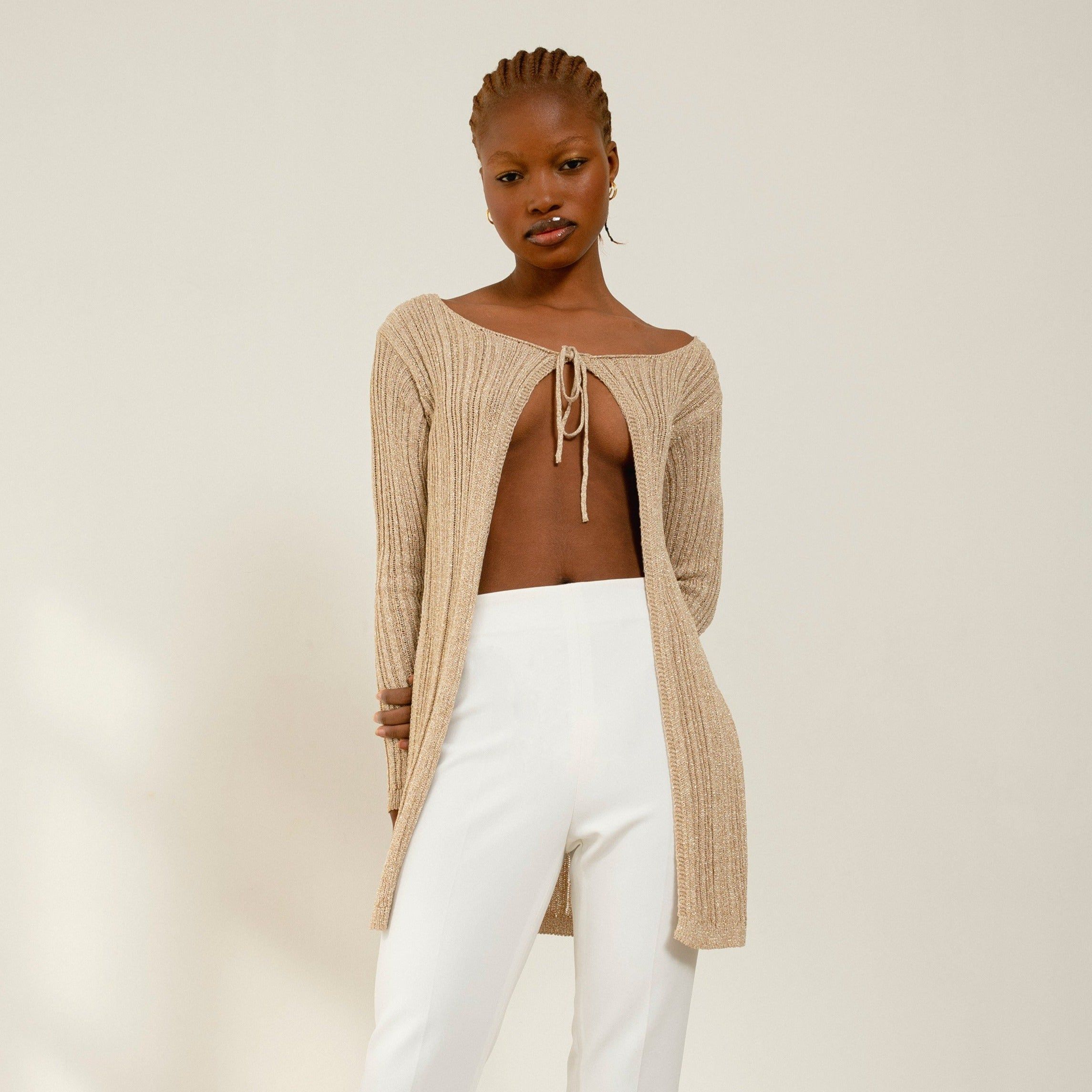 Witty Cream Tricot Cardigan sold by Alohas product image thumbnail 3