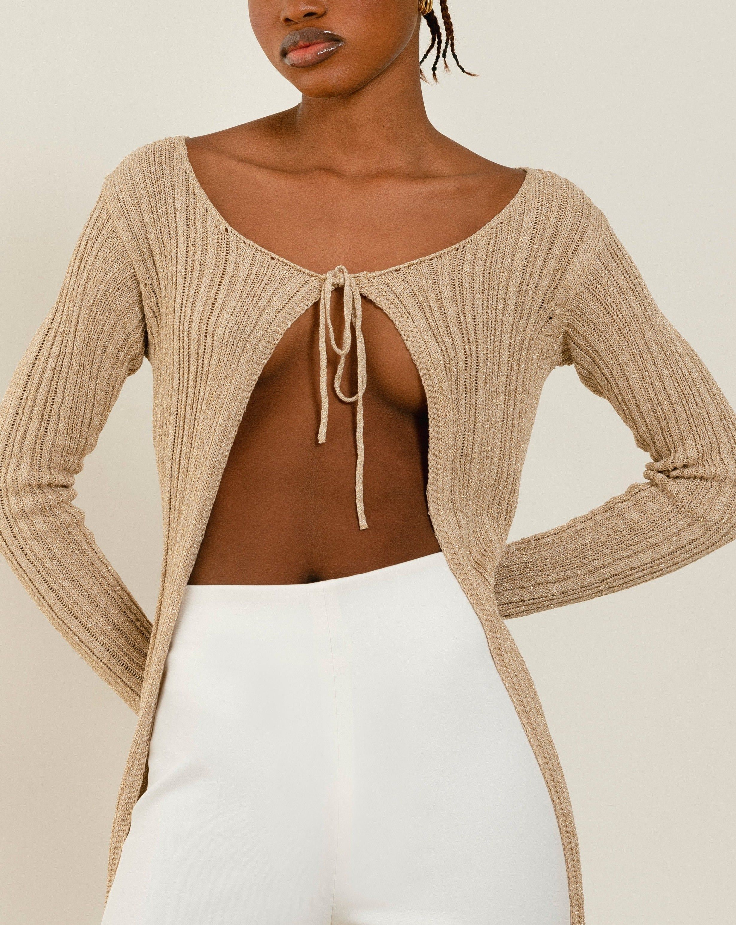 Witty Cream Tricot Cardigan sold by Alohas product image thumbnail 5