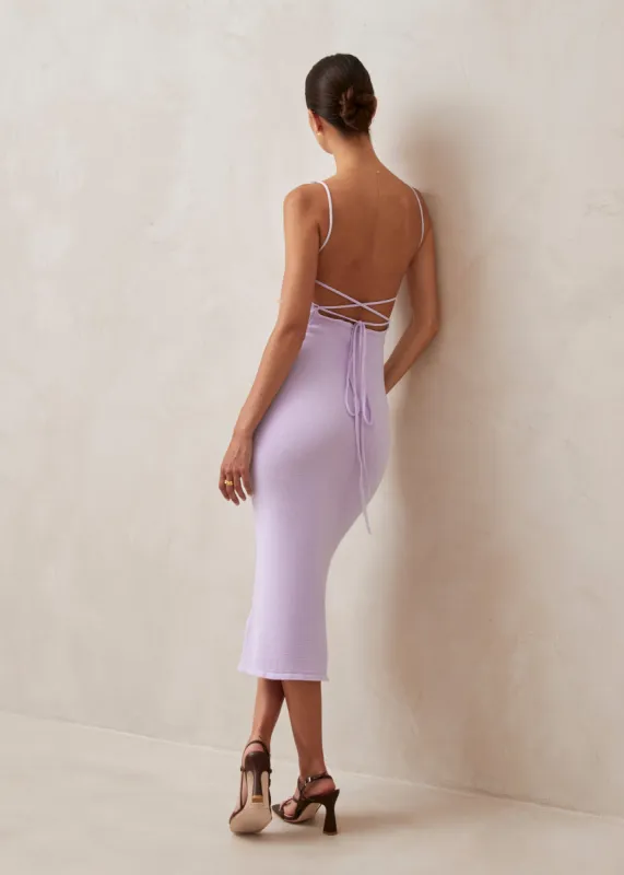 Delicate Lilac Tricot Midi Dress sold by Alohas