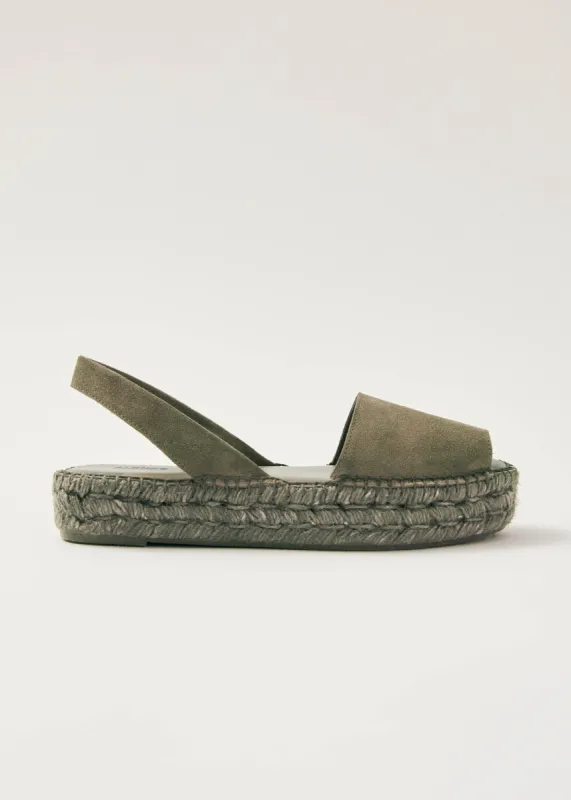 Ibizas Suede Green Leather Espadrilles sold by Alohas