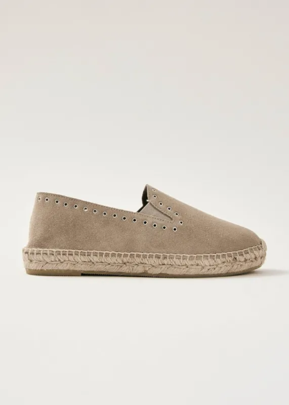 Ione Suede Beige Leather Espadrilles sold by Alohas