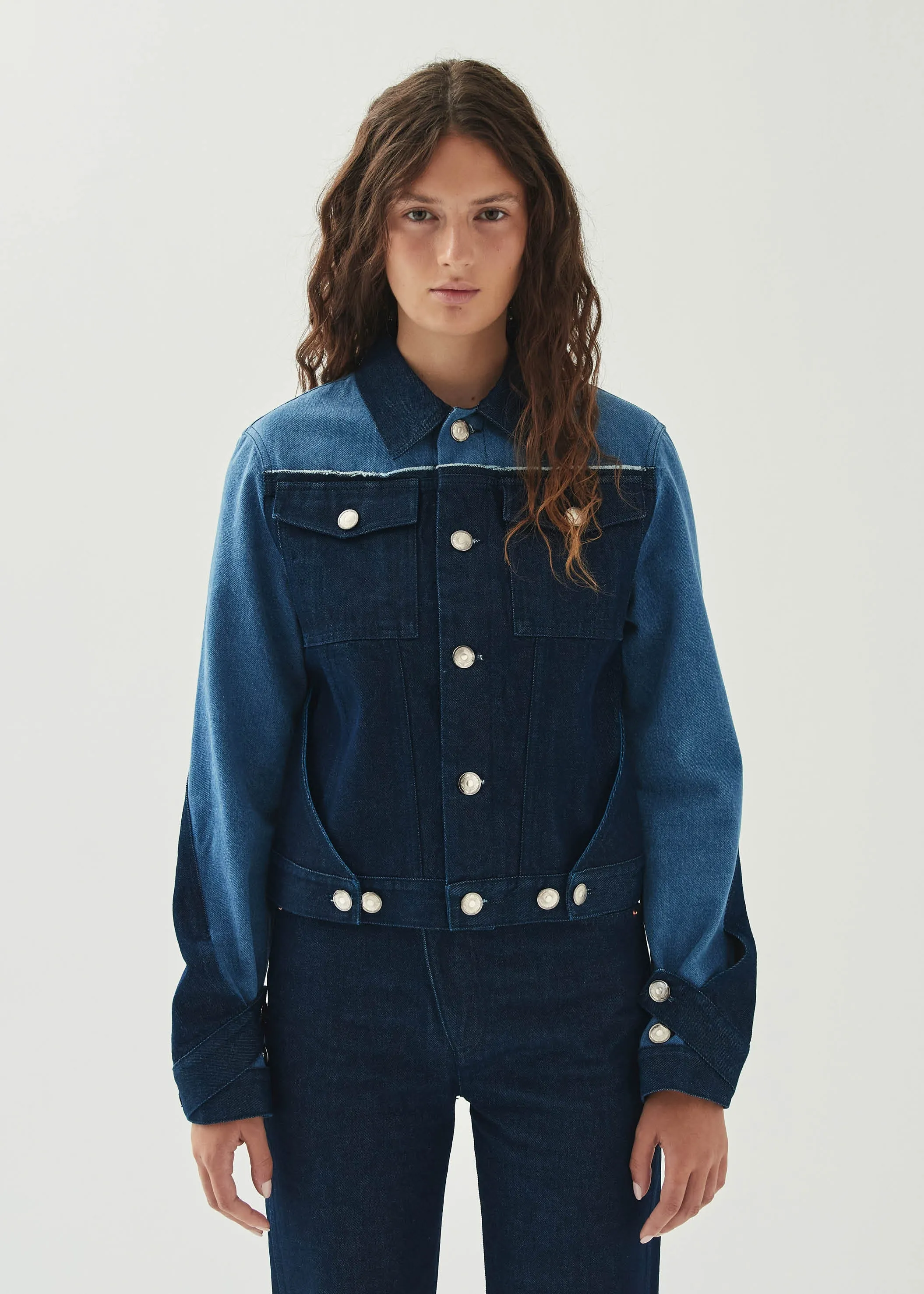 Sand Bicolor Indigo Denim Jacket sold by Alohas product image thumbnail 4