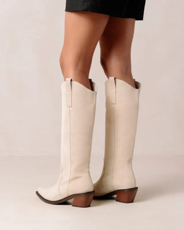 Mount Suede Cream Leather Boots sold by Alohas