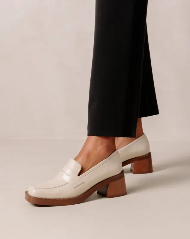 Roxanne Cream Leather Loafers sold by Alohas
