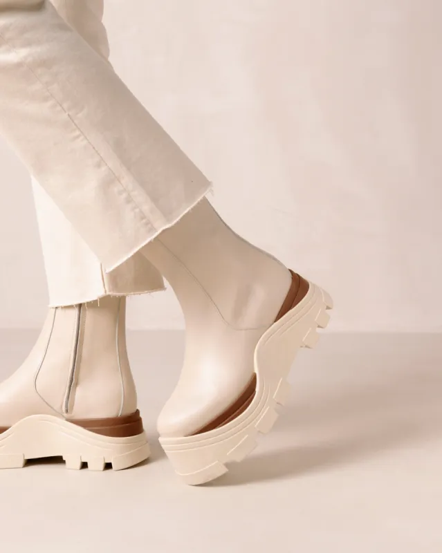 Sapphire Marcona Cream Ankle Boots sold by Alohas