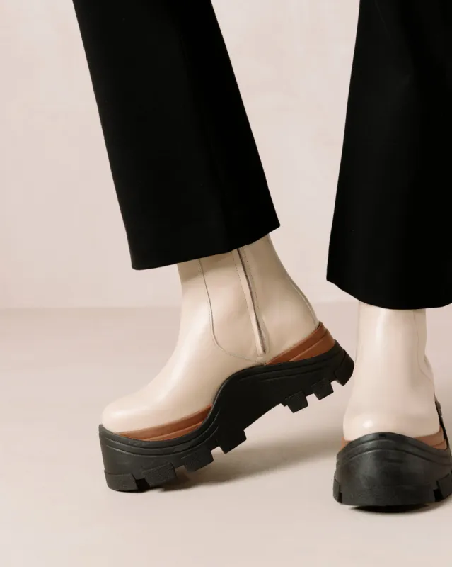 Sapphire Nutty Cream Ankle Boots sold by Alohas